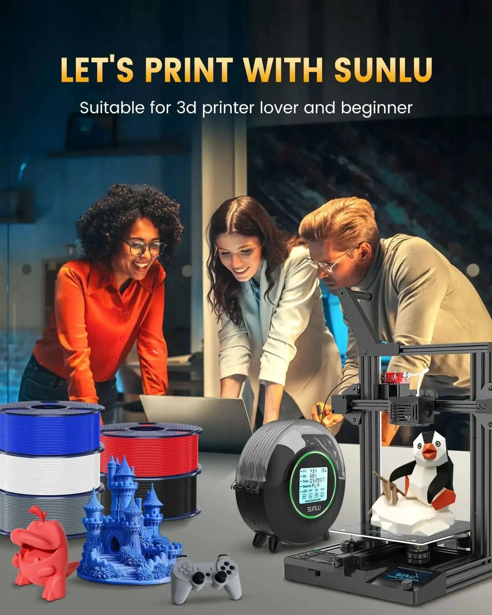 PLA Plus 2.0 1.75mm Filament Bundle, 4 Spools, 4Kg Total, 1Kg Per Spool, Tougher And Beefed Up Durability Than Standard PLA Plus, Dimensional Accuracy 0.02mm Tolerance, Fast Melting For Quick Prints, Black White Klein Blue Red - Image 2