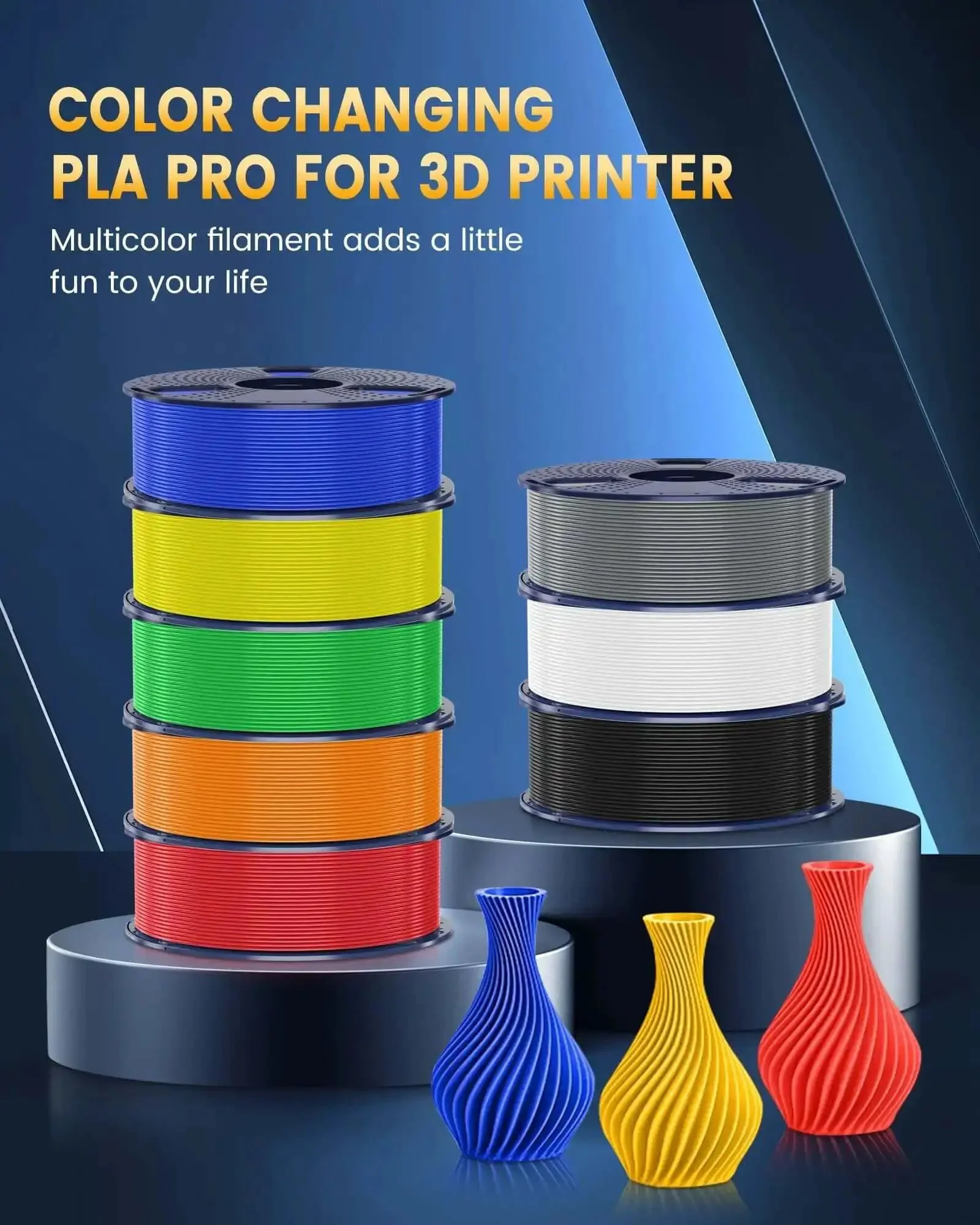 PLA Plus 2.0 1.75mm Filament Bundle, 4 Spools, 4Kg Total, 1Kg Per Spool, Tougher And Beefed Up Durability Than Standard PLA Plus, Dimensional Accuracy 0.02mm Tolerance, Fast Melting For Quick Prints, Black White Klein Blue Red - Image 4