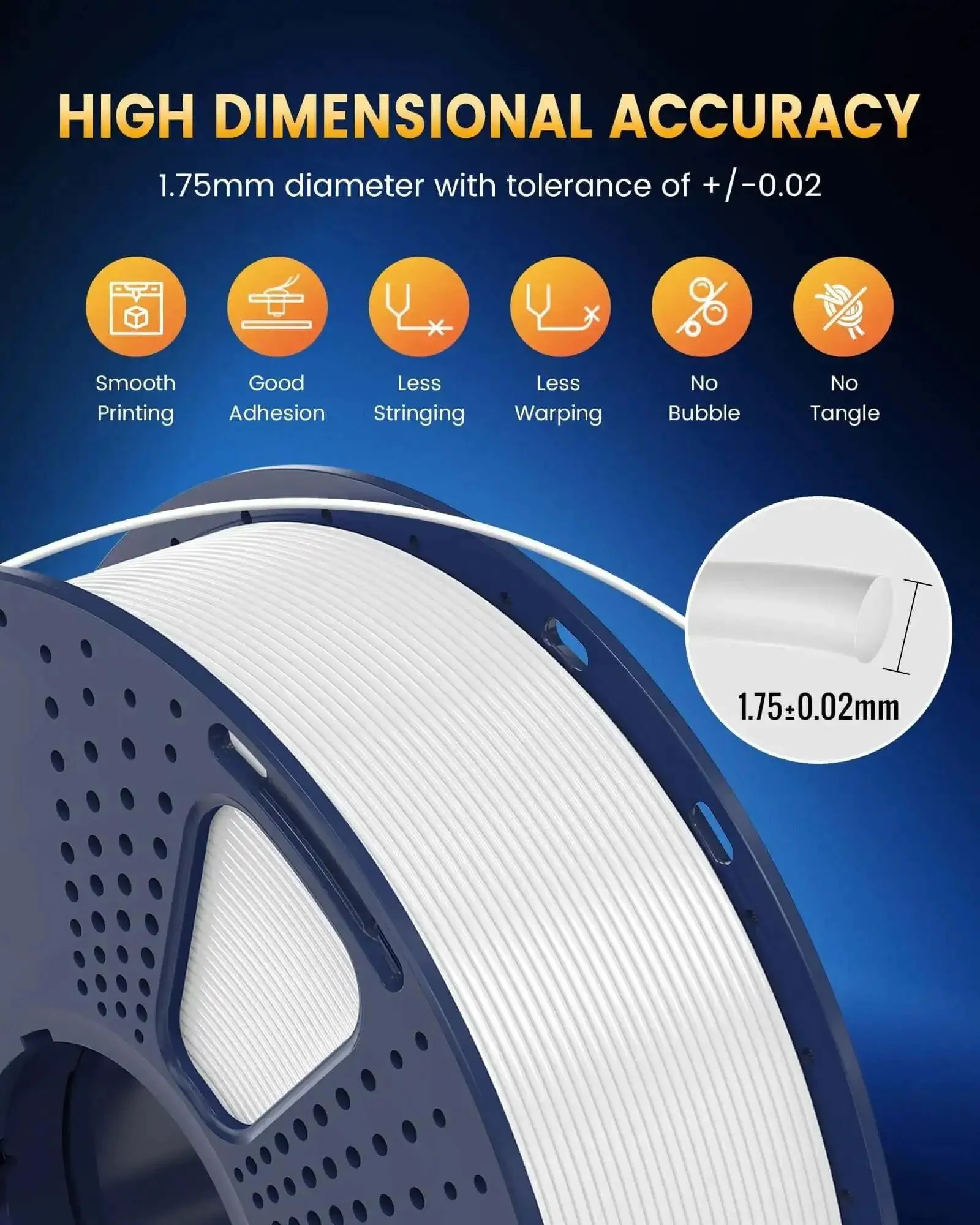 PLA Plus 2.0 1.75mm Filament Bundle, 4 Spools, 4Kg Total, 1Kg Per Spool, Tougher And Beefed Up Durability Than Standard PLA Plus, Dimensional Accuracy 0.02mm Tolerance, Fast Melting For Quick Prints, Black White Klein Blue Red - Image 5