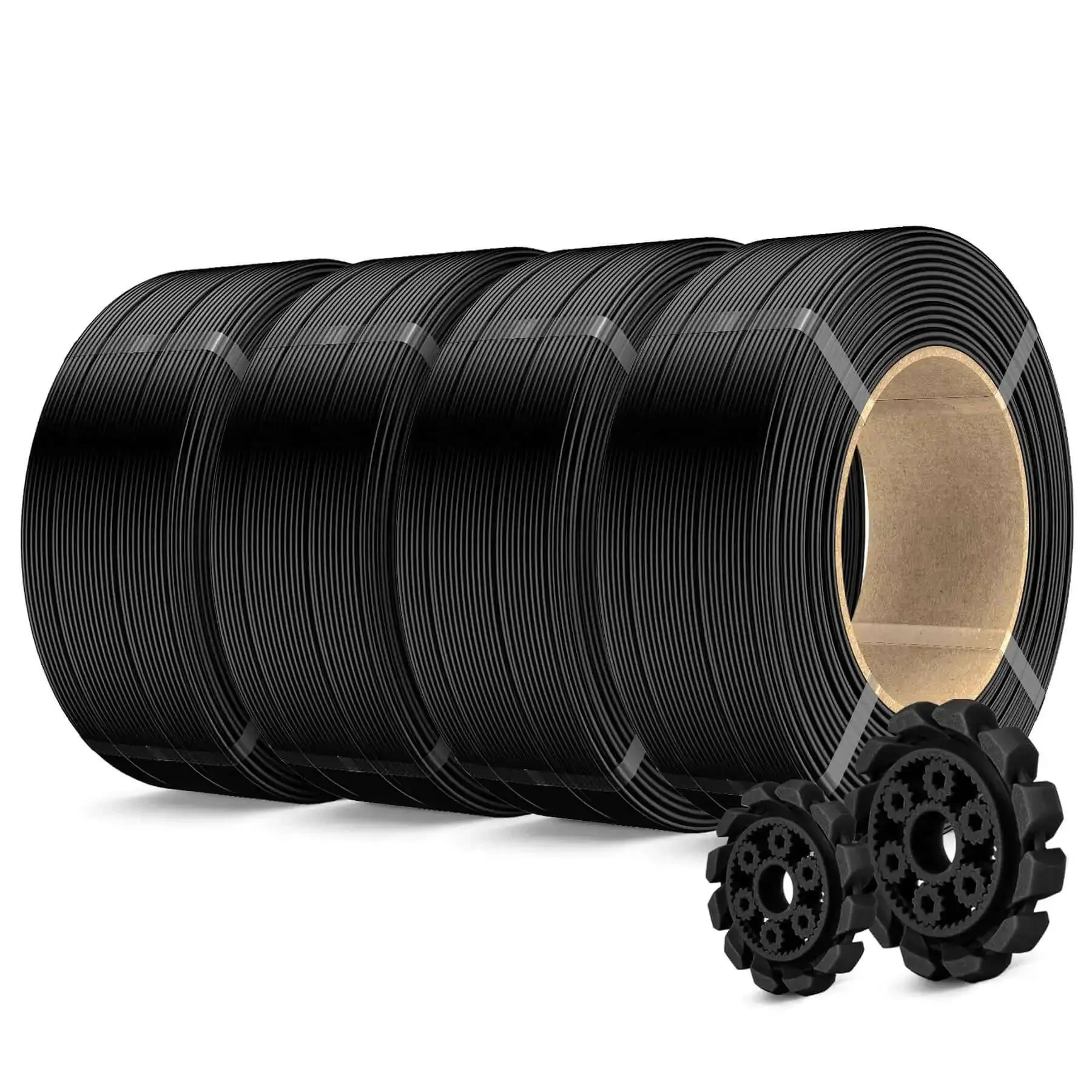 PLA Plus 2.0 No Spool Filament Refill Bundle 4x1kg Black 1.75mm High Toughness For Reusable Spools And Bambu Lab 3D Printers Space Saver Refill Pack With Durable Easy Feed For Strong, Precise Prints