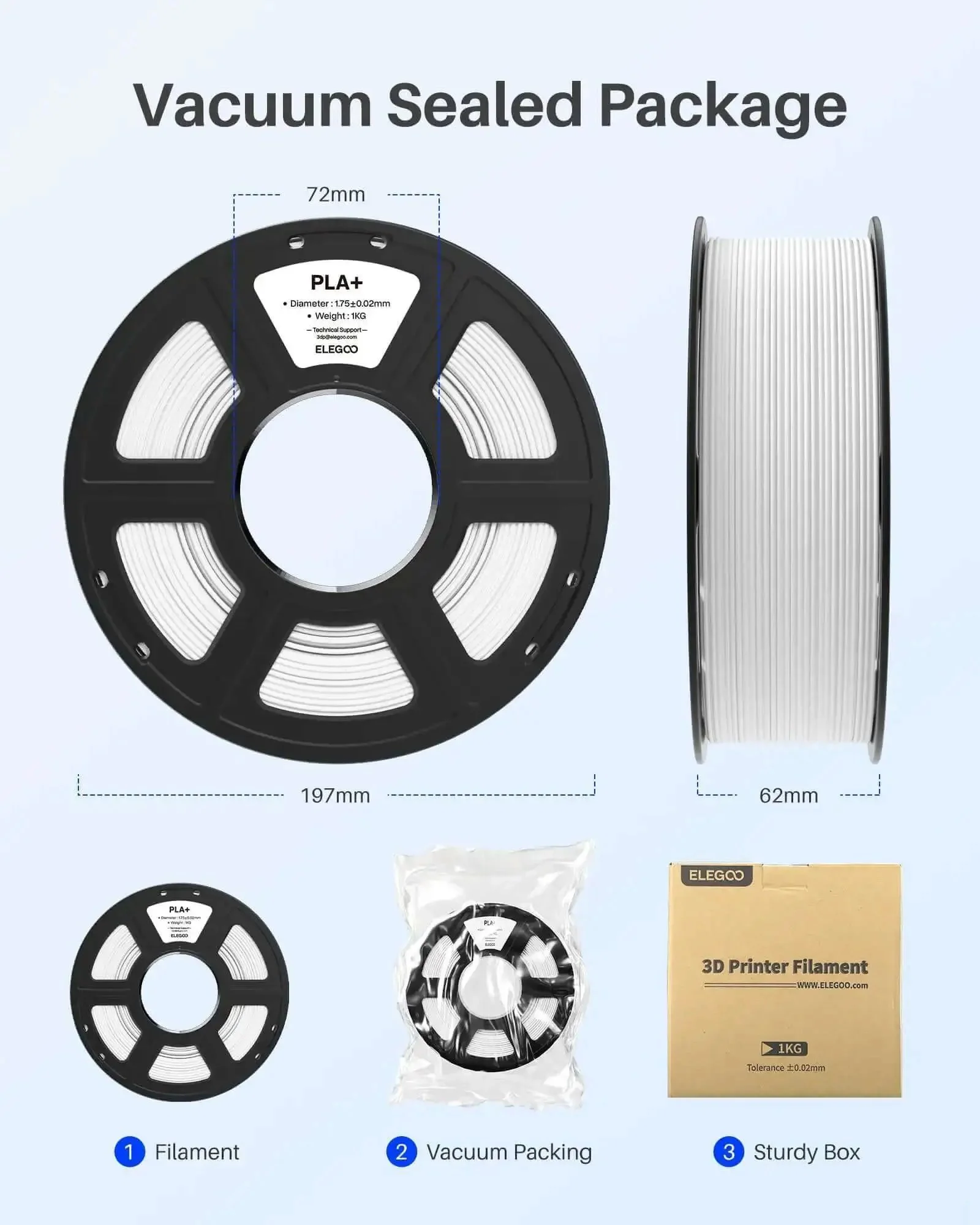 PLA Plus Filament 1.75mm White 2kg Dual Spool Pack For Most FDM Printers, Tougher Than Standard PLA With Strong Impact Resistance, Dimensional Accuracy To 0.02mm, Two 1kg Spools For Smooth, Reliable Printing - Image 4