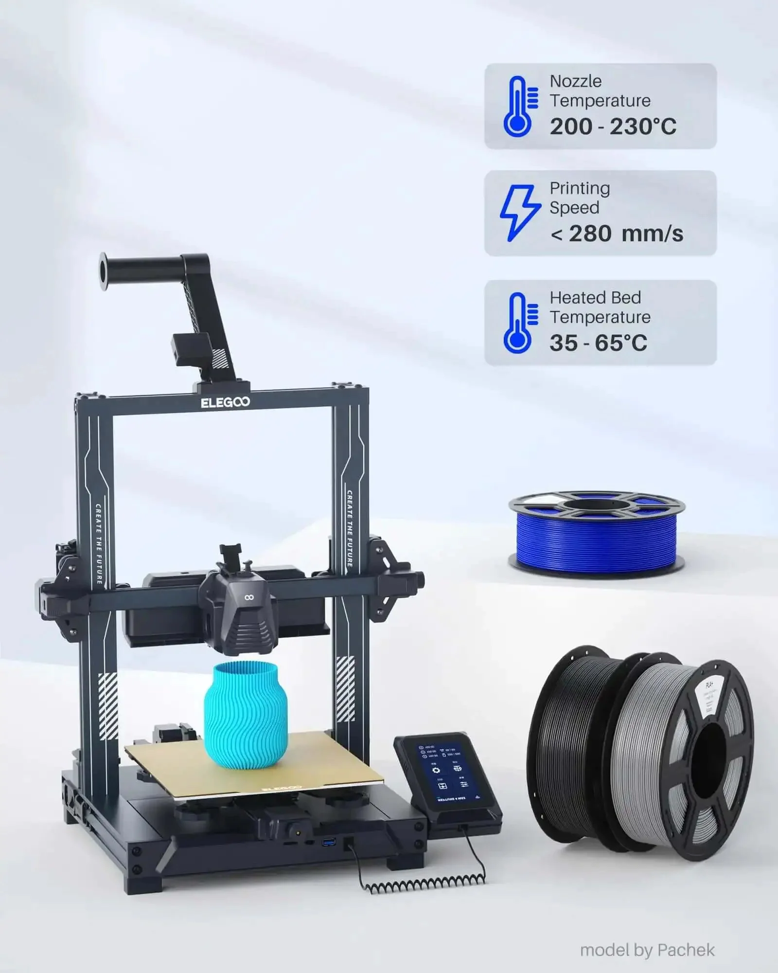 PLA Plus Filament 1.75mm White 2kg Dual Spool Pack For Most FDM Printers, Tougher Than Standard PLA With Strong Impact Resistance, Dimensional Accuracy To 0.02mm, Two 1kg Spools For Smooth, Reliable Printing - Image 5