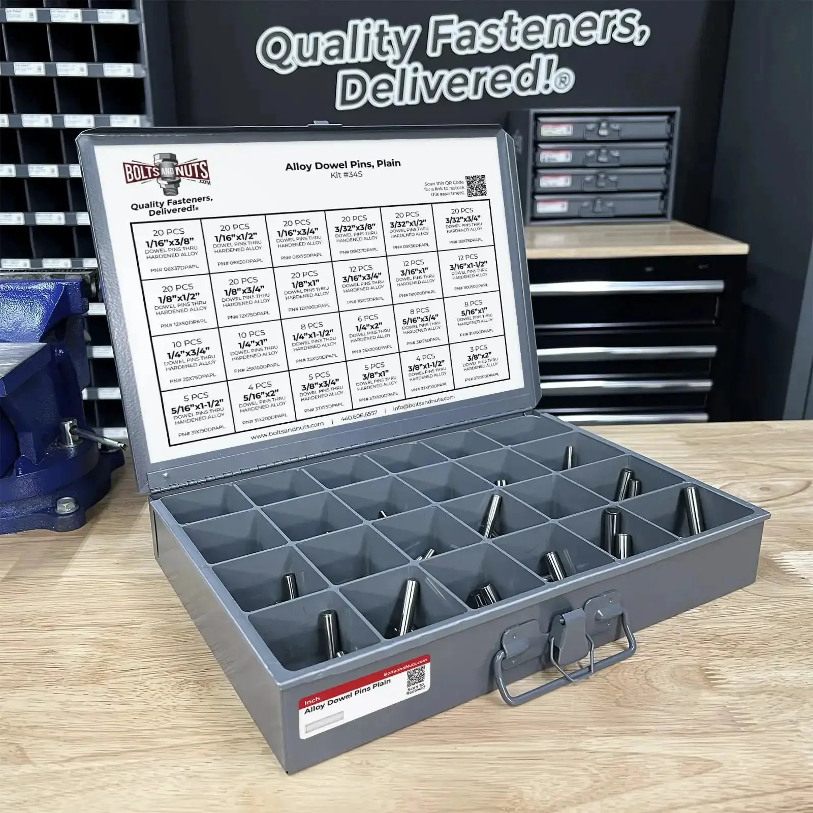 Plain Finish Hardened Alloy Dowel Pins Assortment, 293 Pieces, High Precision Metal Pins For Alignment, Machining, And Repairs, Durable Industrial Grade Tooling Supply For Hobbyists And Pros - Image 5