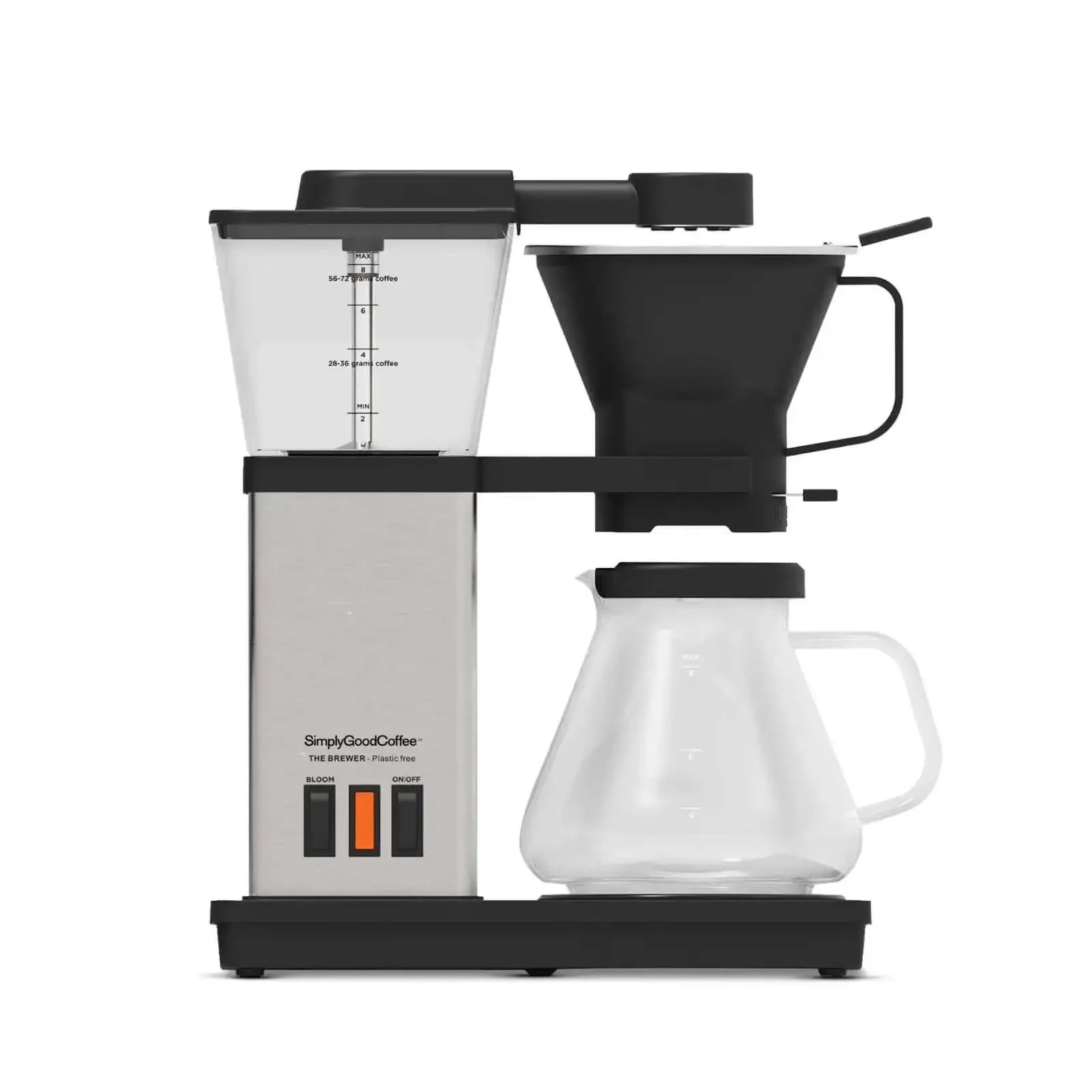 Plastic Free 8 Cup Automatic Drip Pour Over Coffee Maker With Temperature Control That Brews Up Rich Flavor In Minutes No Plastic Parts Black And Stainless Steel Finish Gold Cup Standard