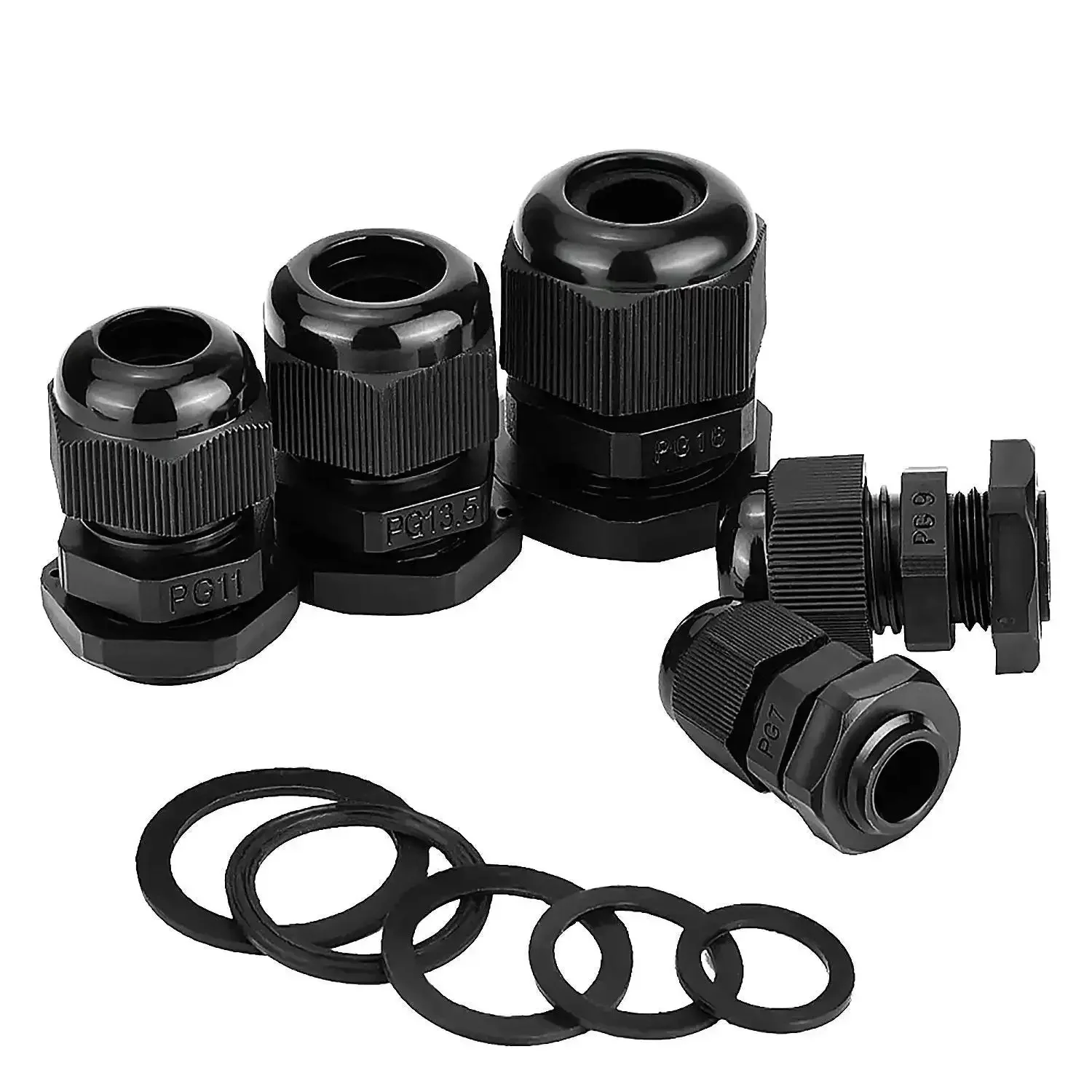 Plastic Waterproof Adjustable Cable Glands And Joints Set For PG7 PG9 PG11 PG13.5 And PG16 With 3.5 To 13mm Cable Range And OD Sizes Pack Of 20 Great For Weatherproof Enclosures And Industrial Use With Durable Seals - Image 5