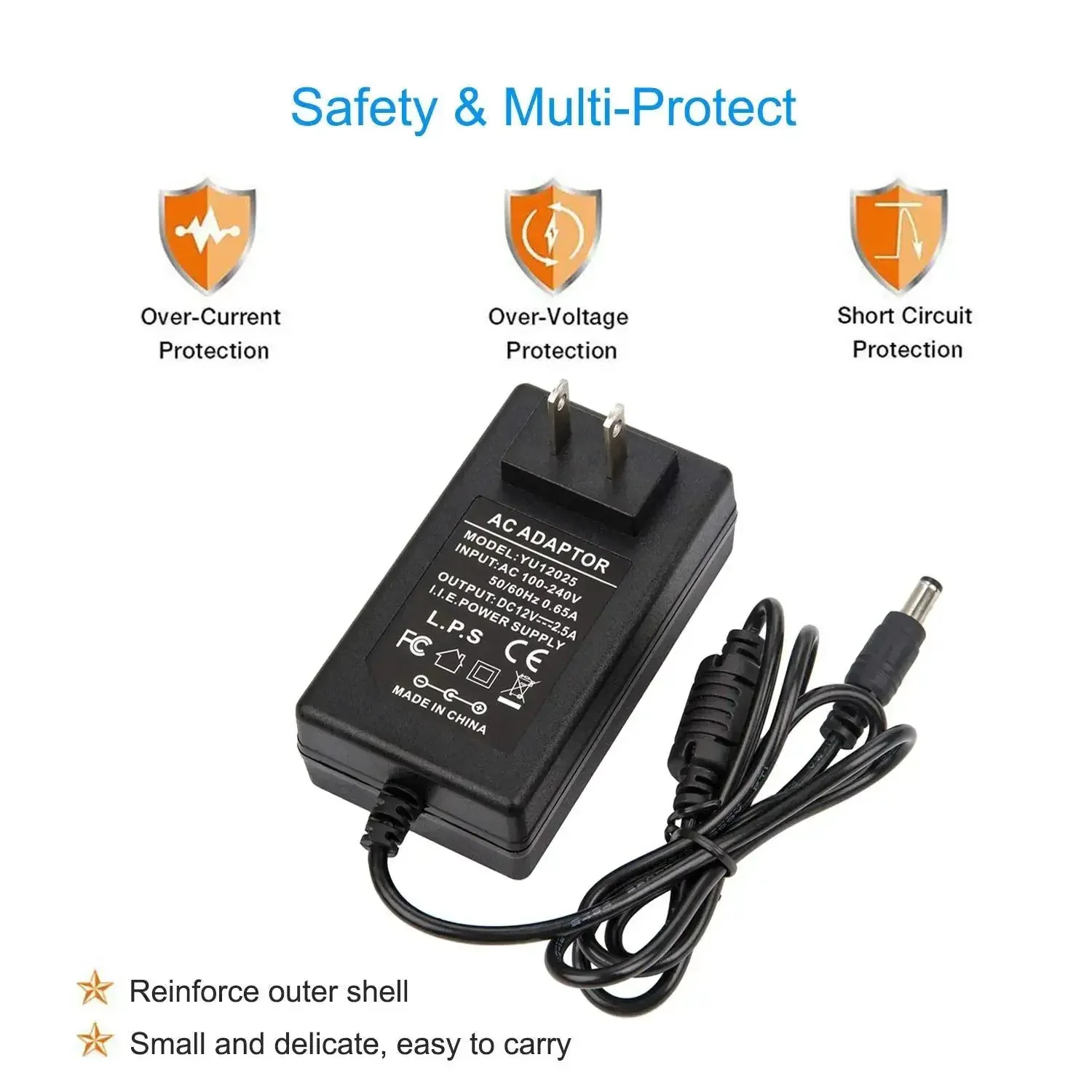 Plug And Play 12V 2.5A Universal Power Adapter 100-240V To DC 12V 30W Charger With 3.6 Ft Cable For Analog DVR NVR HVR CCTV Cameras And RGB LED Strip Lights 5.5mm By 2.5mm Plug Also Fits 5.5mm By 2.1mm - Image 4