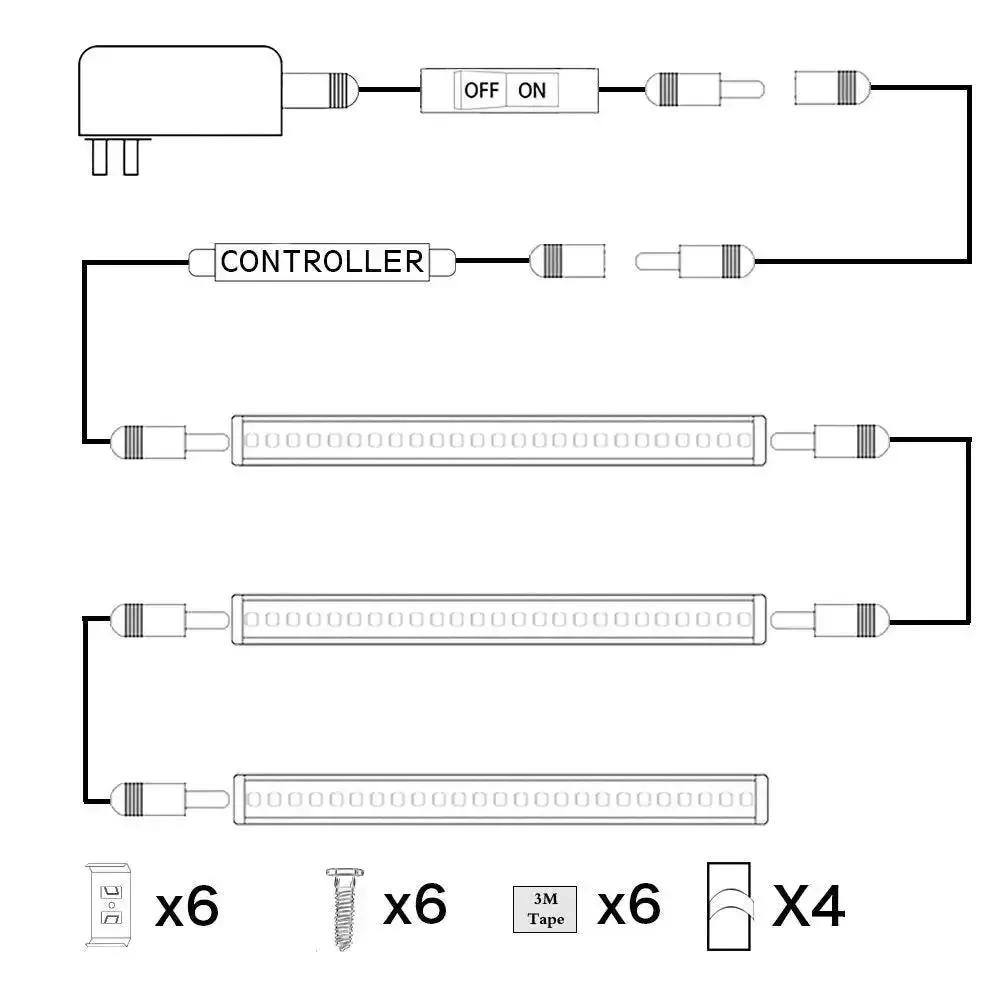 Plug And Play Dimmable Under Cabinet LED Light Bar Kit With Rotary Dimmer Switch, Linkable 3 Panel 9W Daylight White For Kitchen Counter And Shelf Lighting, No Fuss Install With Included Double Sided Tape And Screws - Image 5