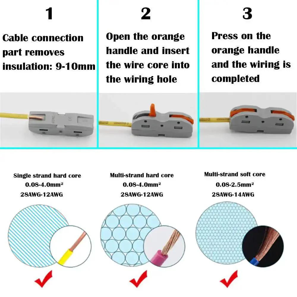 Plug And Play Lever Nut Connector Kit For Quick Wire Splicing One To One Terminal Blocks 42 Pack Multi Function Wire Connectors For Soft And Hard Copper 0.75 To 4 MM2 400V 32A Compact DIY Electrical Install - Image 4