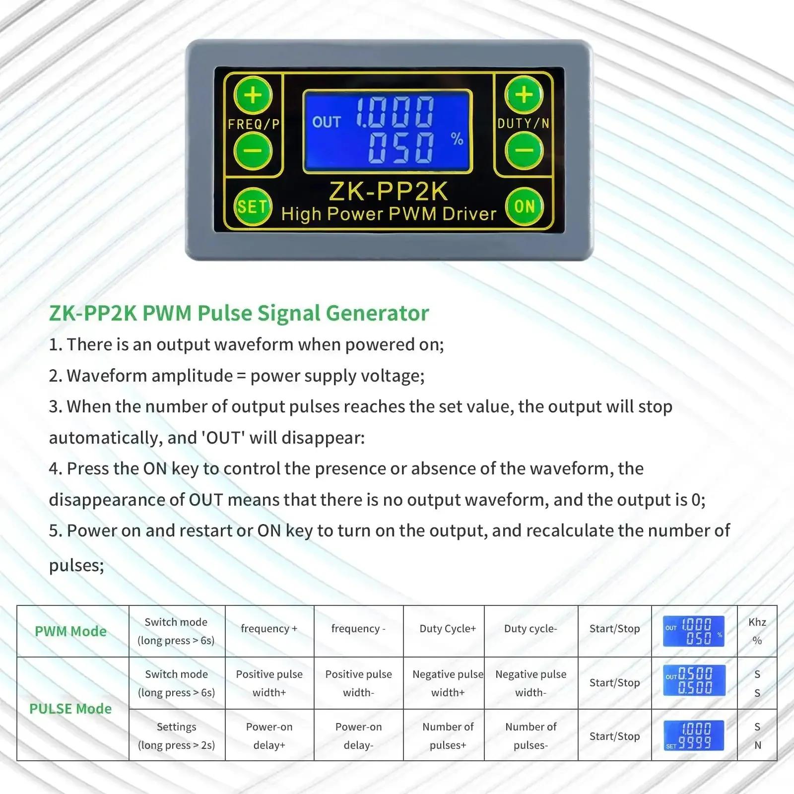 Plug-and-Play PWM Pulse Generator For Motor Speed Control With LCD Readout, 1Hz To 150KHz Frequency Range, Swappable PWM Or Pulse Mode, Adjustable Driver Module, 3.3V To 30V Supply, DIY Friendly, High Power Signal Generator - Image 8