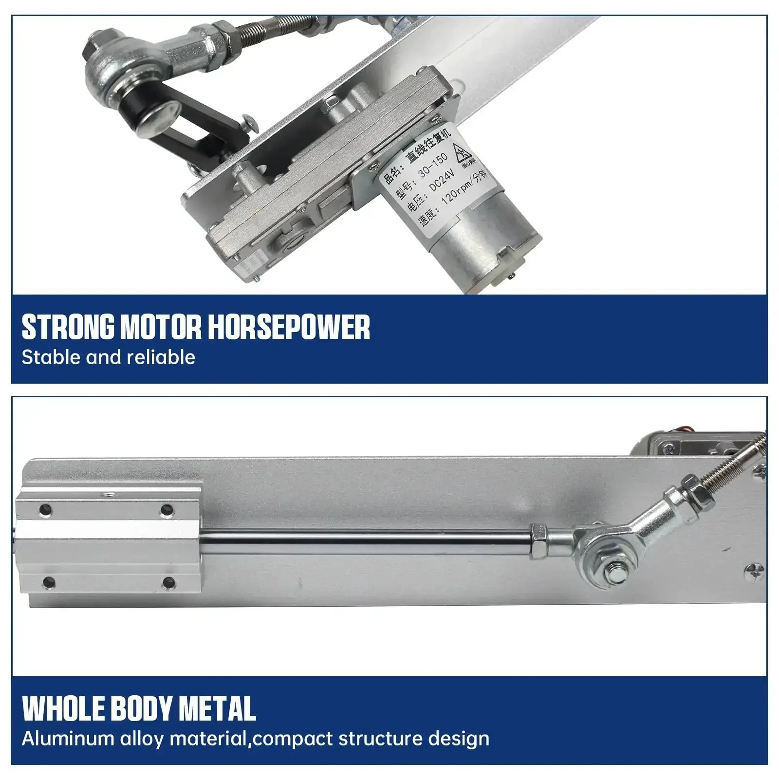 Plug And Play Reciprocating Linear Actuator With 6 Inch Stroke Adjustable 3-15 cm (1.18-6 In) Telescopic Rocker Arm Mechanism Gear Motor DC24V Speed Control 120 RPM Heavy Duty Industrial Grade - Image 2