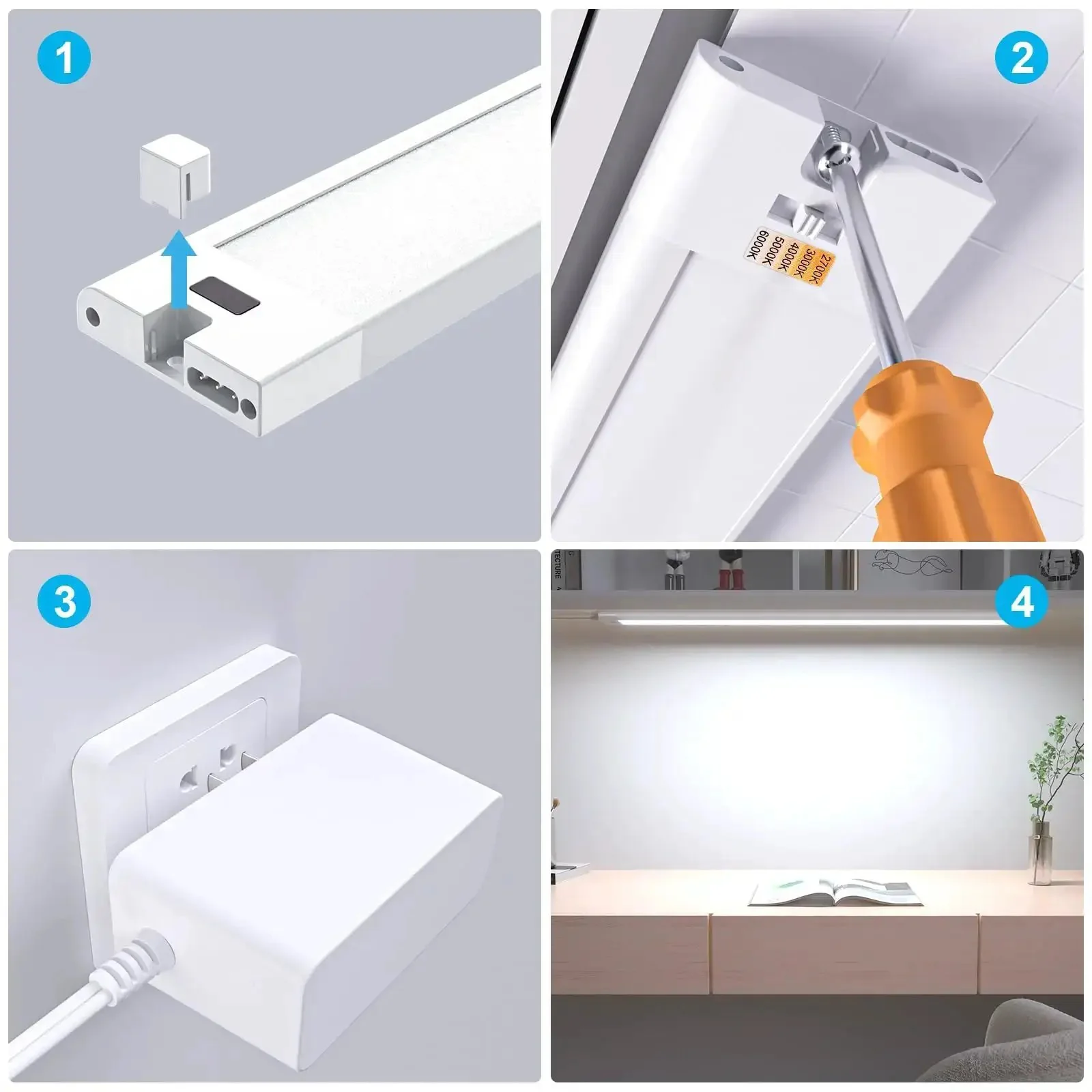 Plug In 24 Inch Under Cabinet Light Bar With Wave Sensor, Touchless Dimming, 1400 Lumen LED Strip, Color Tunable 2700K To 6500K, White Panel, Dope Bright Task Lighting For Kitchen Cabinets, Shelves, And Desks - Image 2