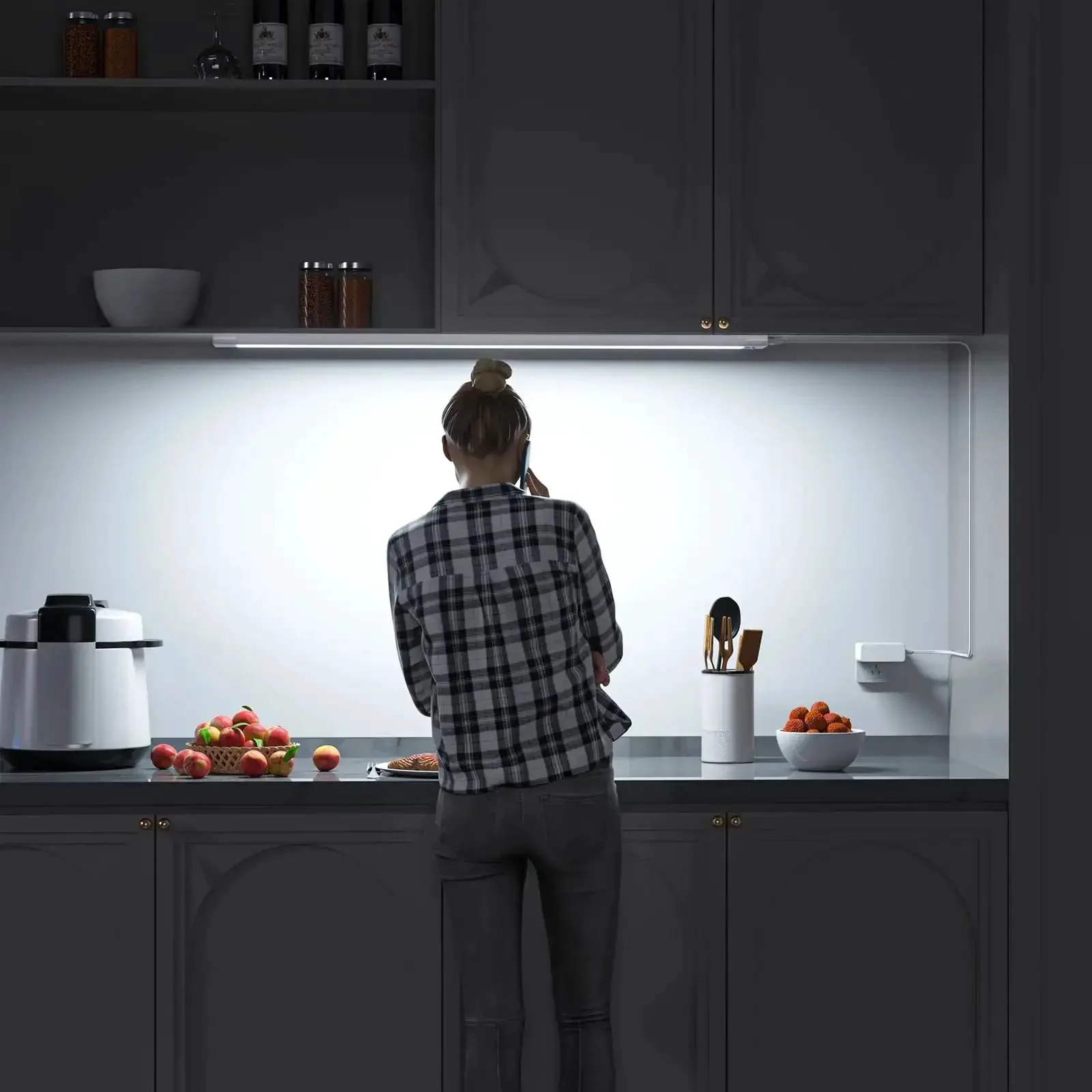 Plug In 24 Inch Under Cabinet Light Bar With Wave Sensor, Touchless Dimming, 1400 Lumen LED Strip, Color Tunable 2700K To 6500K, White Panel, Dope Bright Task Lighting For Kitchen Cabinets, Shelves, And Desks - Image 4