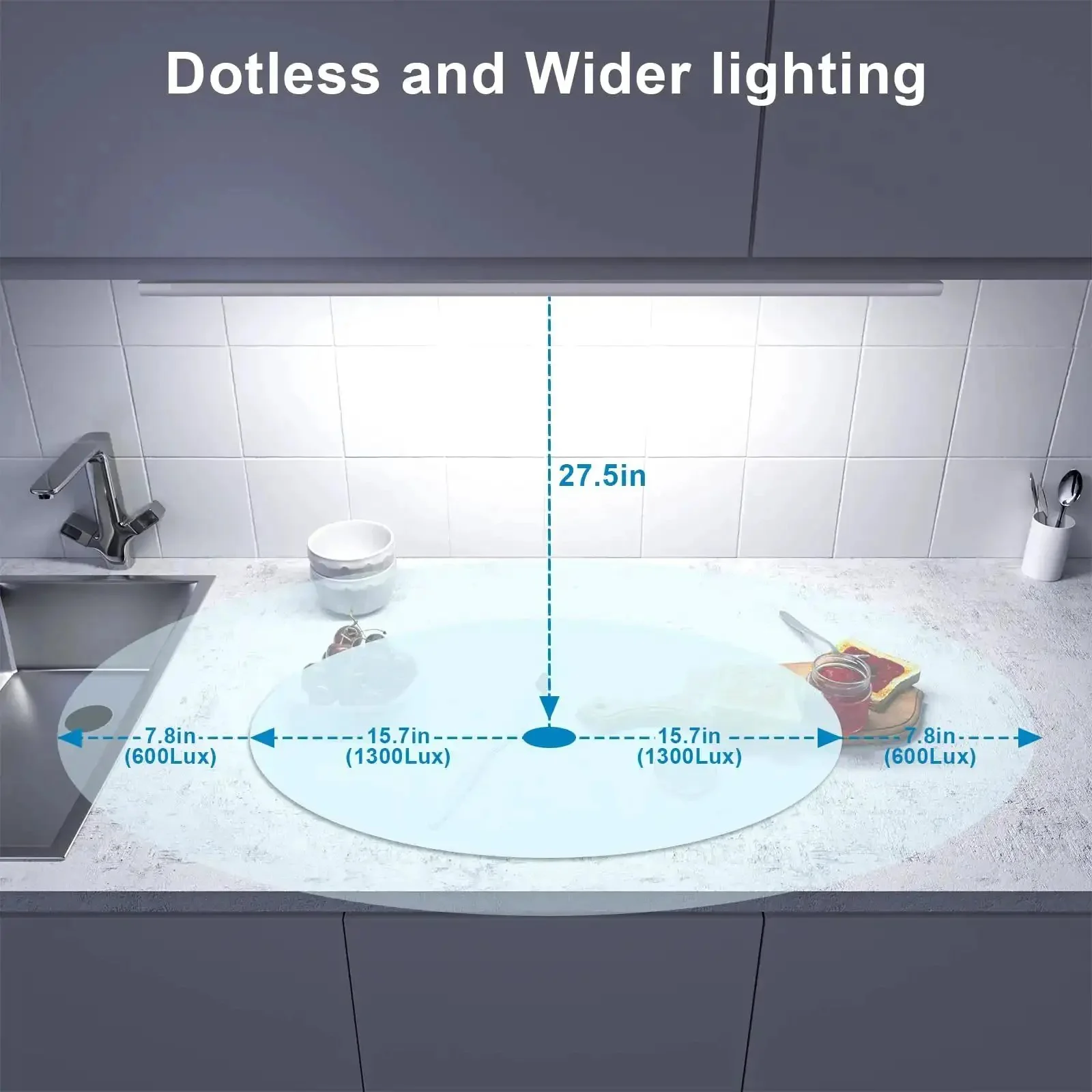Plug In 24 Inch Under Cabinet Light Bar With Wave Sensor, Touchless Dimming, 1400 Lumen LED Strip, Color Tunable 2700K To 6500K, White Panel, Dope Bright Task Lighting For Kitchen Cabinets, Shelves, And Desks - Image 7