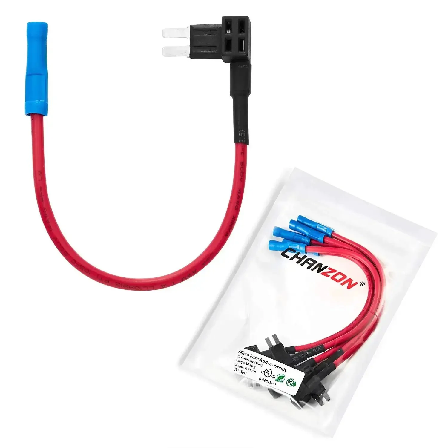 Plug In Add A Circuit Fuse Tap Adapter Kit 5 Pack 14 AWG Micro2 UL Wire Fuse Holders Up To 30A For Cars And Motorcycles Easy DIY Install Hardwire Your Power Upgrades
