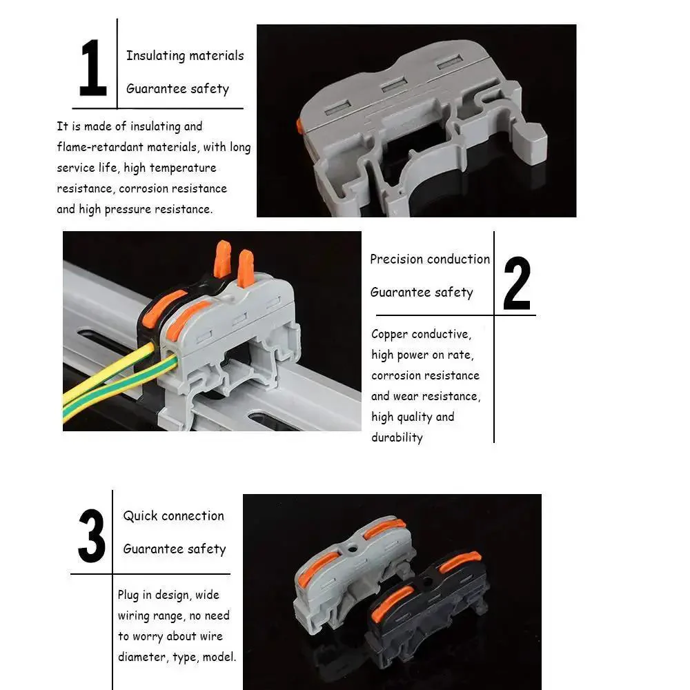 Plug In DIN Rail Terminal Blocks For Easy Screwless Wire Insertion Universal Compact Connector Set Designed For 35mm DIN Rails 40 Channel Capacity With 4 Parallel Runs 4 Identification Lines 2 Fixed Clamps For Fast Hookups - Image 7
