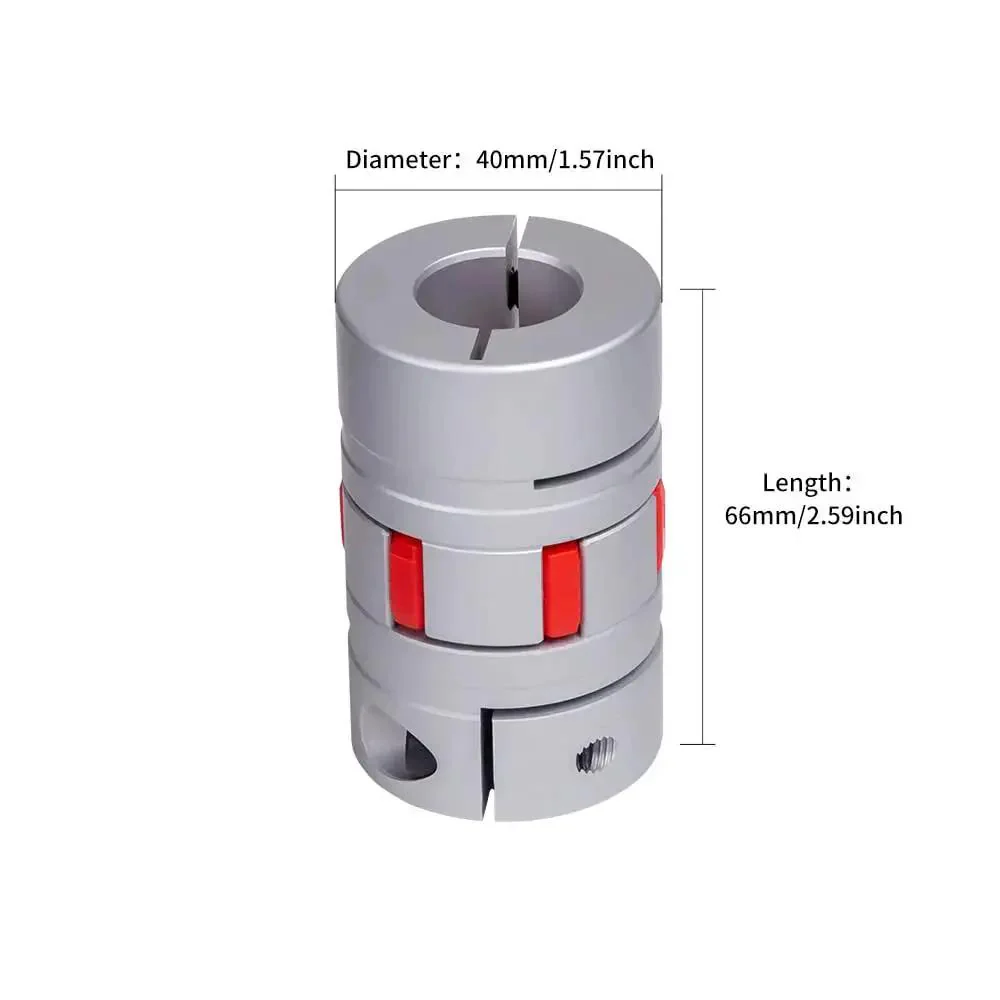 Plum Shaped Flexible Jaw Coupling 14mm To 14mm Bore, 40mm Diameter, 66mm Length, Aviation Aluminum Alloy With Anodized Finish, TPUR Elastomer Spider, Beefy And Built Tough For Heavy Duty High Precision Drive For 3D Printers CNC Routers Engraving Milling - Image 8