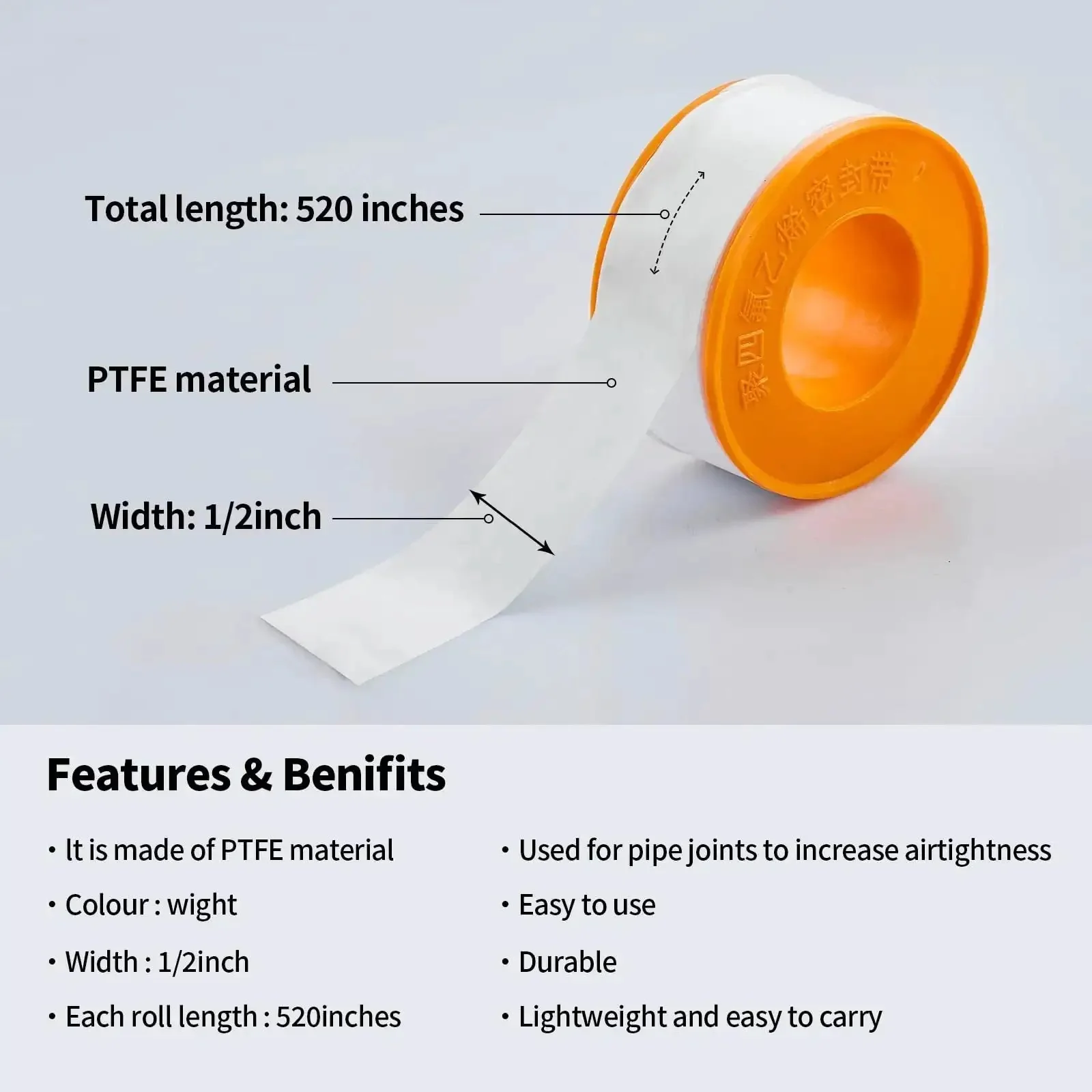 Plumber Teflon Tape 2 Pack For Pipe Joints, Leak Proof Sealant Tape With High Temperature Resistance, Durable For Shower, Faucet, Hose, Sink Drain And Triangle Valve, Easy To Use And Prevent Leaks - Image 6