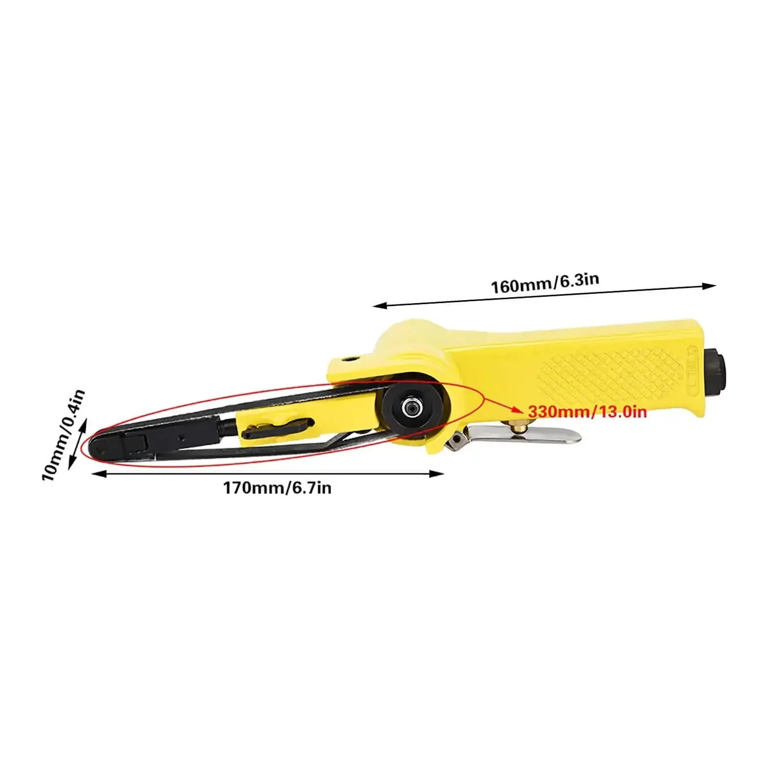 Pneumatic Belt Sander Polisher For Grindin Welding Parts Burr Bustin And Chamferin With Quick Belt Change System 360 Degree Rotating Handle Compatible With 330x10mm Or 520x20mm Belts Finishing And Coating Prep Tool - Image 2