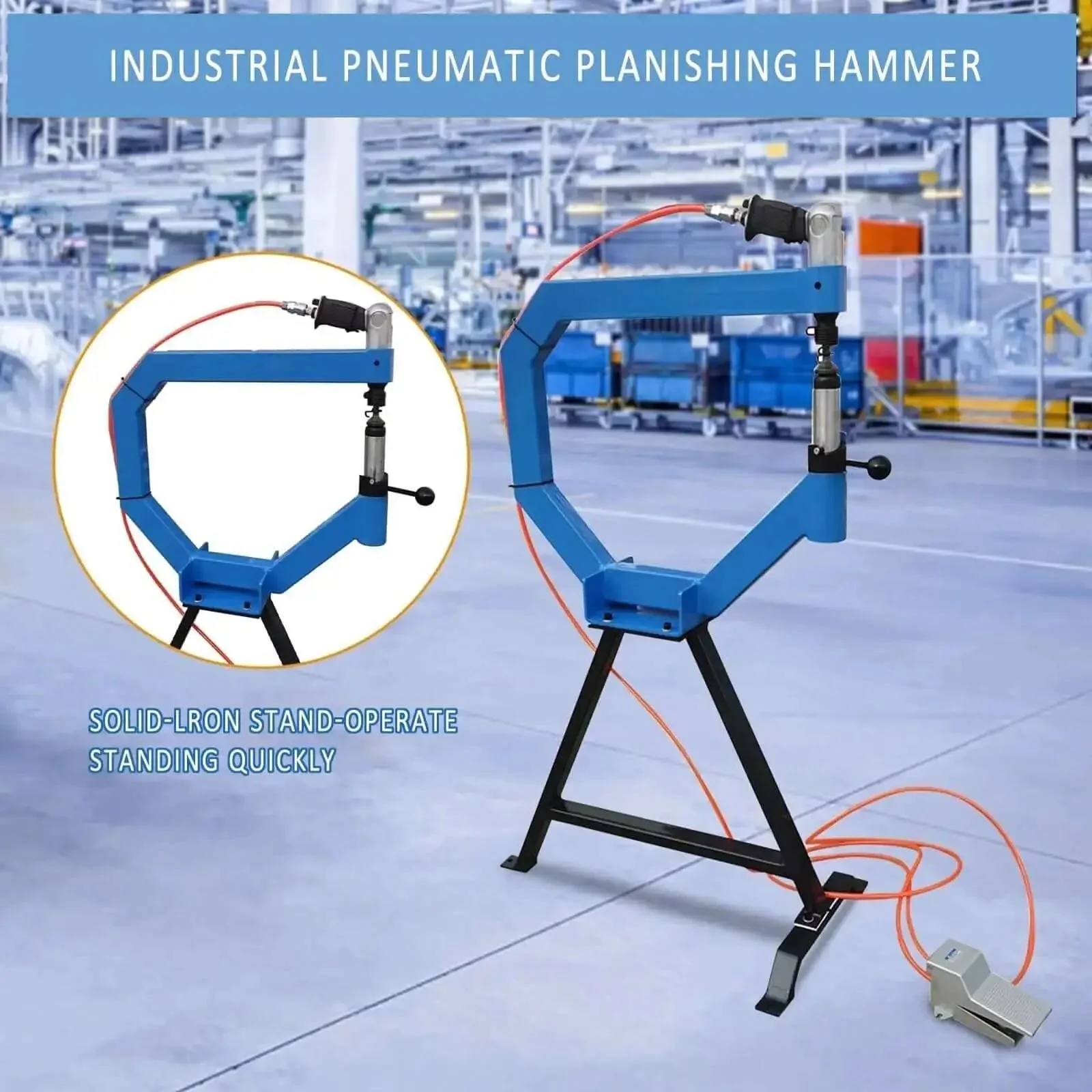 Pneumatic Planishing Hammer With Anvil And Pedal Four Inch Throat Workhorse Air Planishing Hammer For Metal Shaping 875 To 1350 Hits Per Minute One Quarter Inch NPT Inlet Includes One Two And Three Inch Radius Anvils - Image 8
