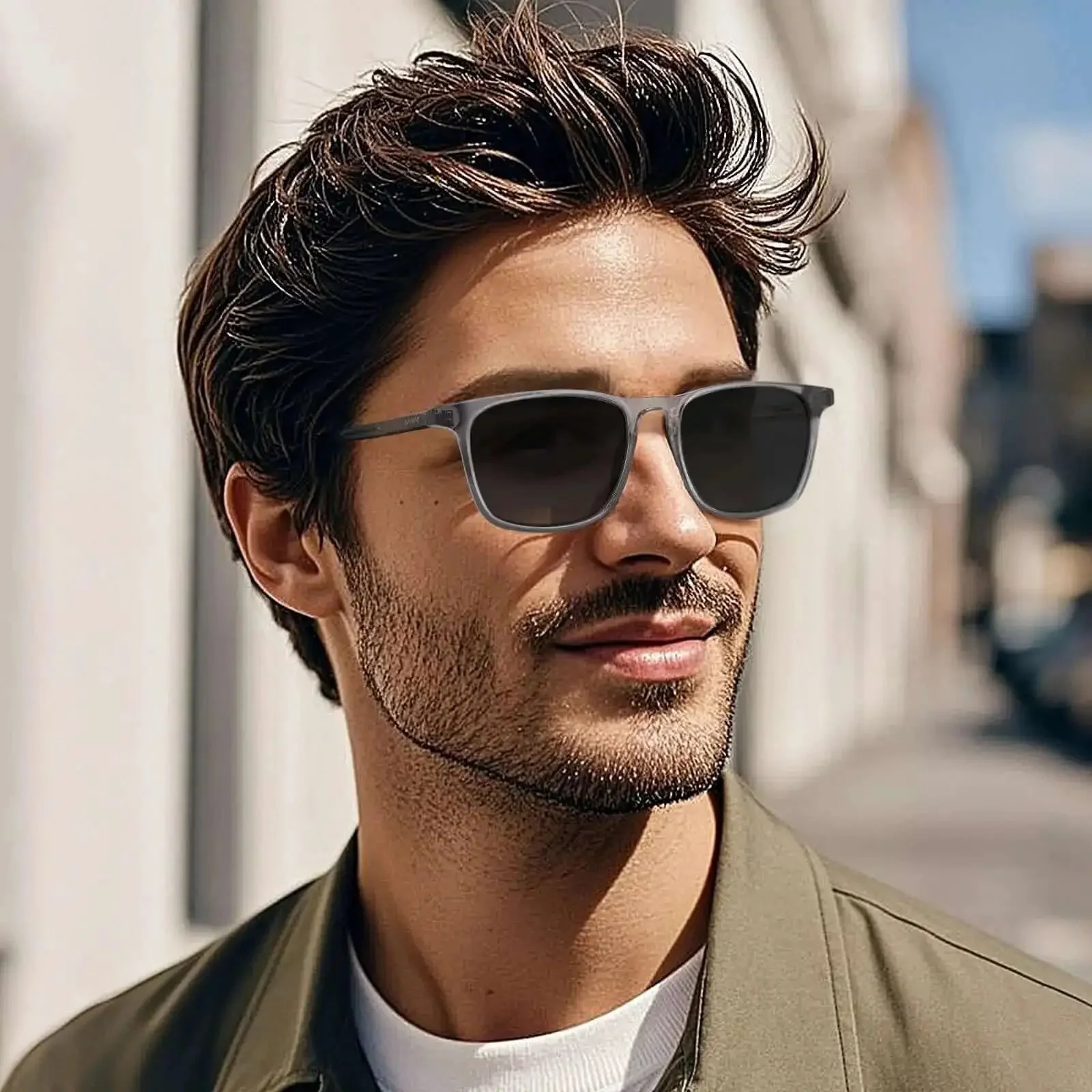 Polarized Acetate Sunglasses For Men With UV400 Protection, Fashion Retro Square Frame, Dope Driving And Outdoor Glasses For Fishing Golf, Gray Frame, Luxurious Look And Everyday Style - Image 6