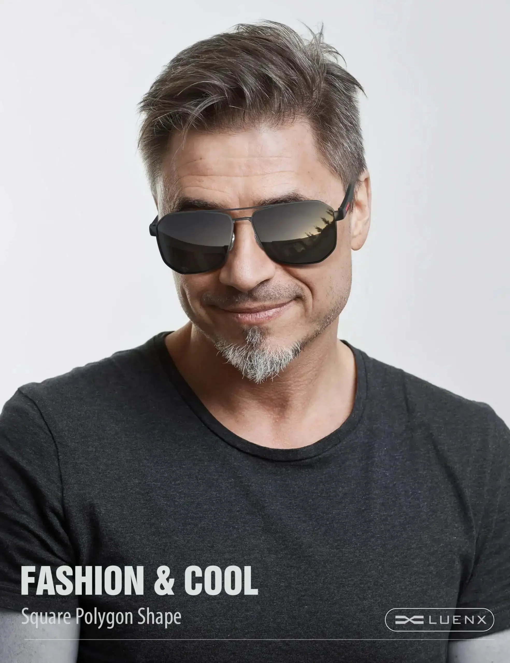 Polarized Aviator Sunglasses For Men With Square Frame And UV 400 Protection 61mm Black Lenses For Driving And Outdoor Use Dope Durable Eyewear With Essential Accessories - Image 6