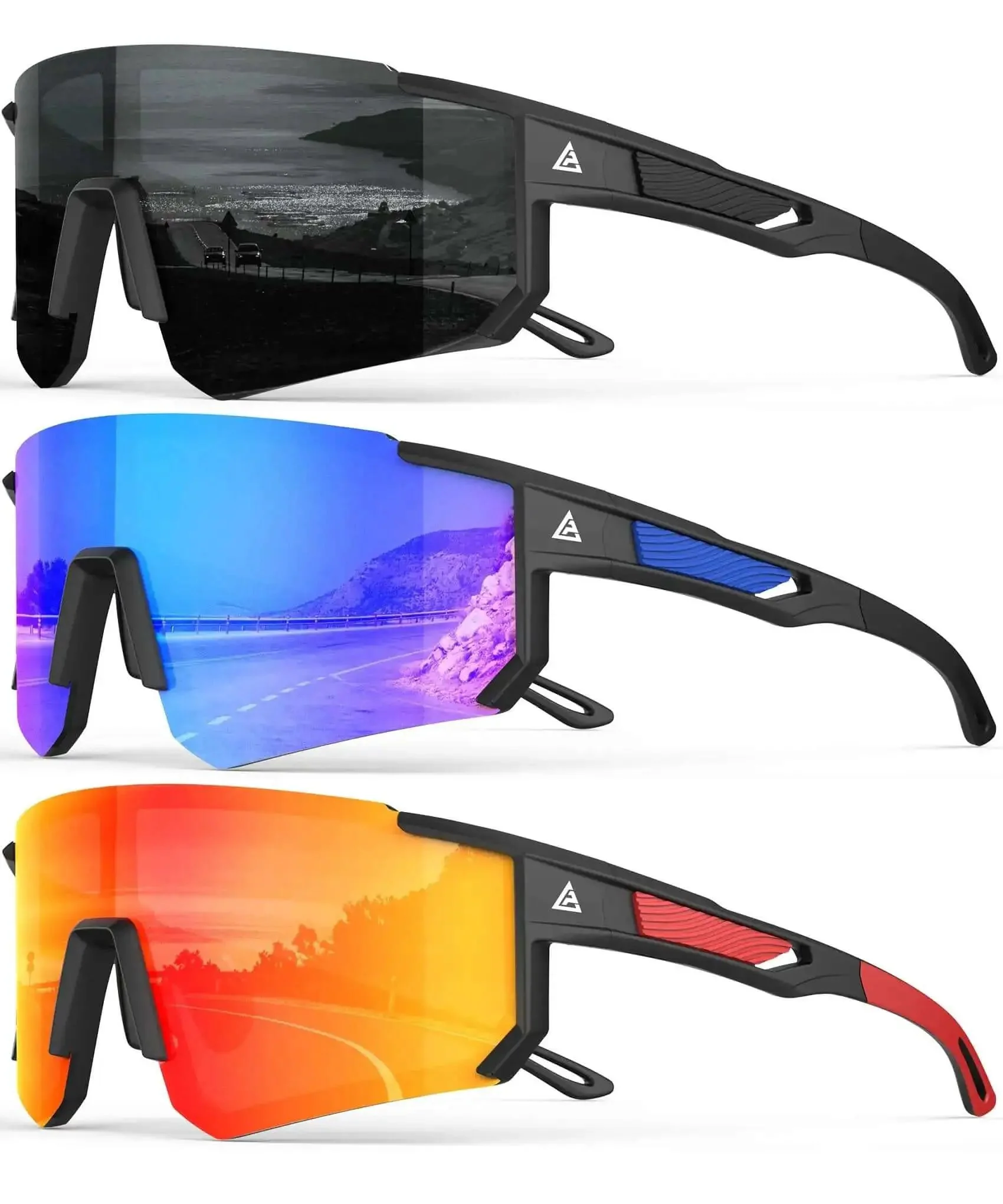 Polarized Sports Sunglasses For Men And Women, UV400 Protection, Wraparound Sun Glasses For Cycling And Running, TAC HD Lenses, Glare Blocking, Clear Color Vision, All Day Comfort