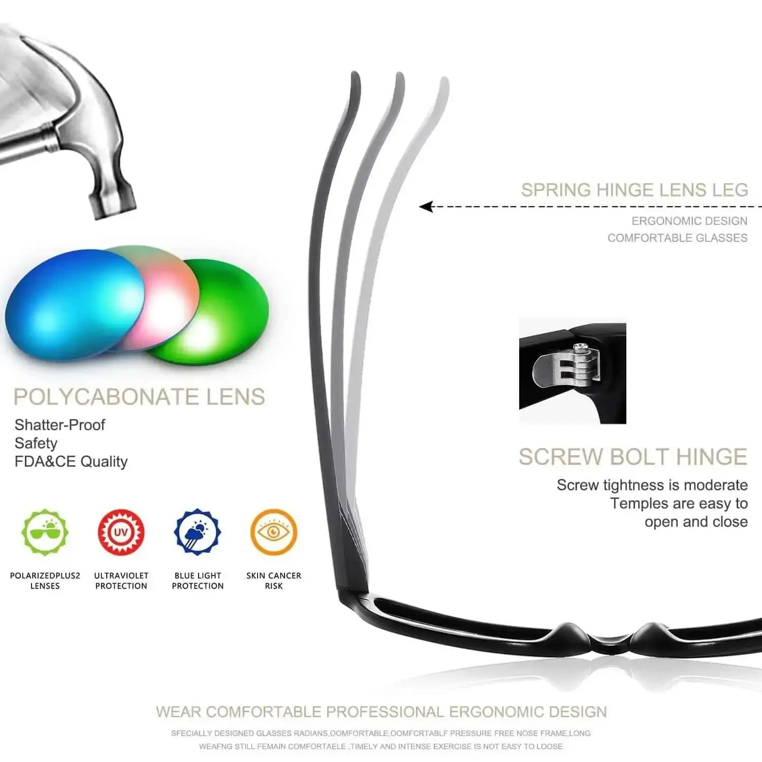 Polarized Sunglasses For Men And Women With Retro Square Frame UV Protection For Driving Fishing Hiking And Outdoor Adventures That Stay Comfortable All Day And Look Cool For Every Occasion - Image 5