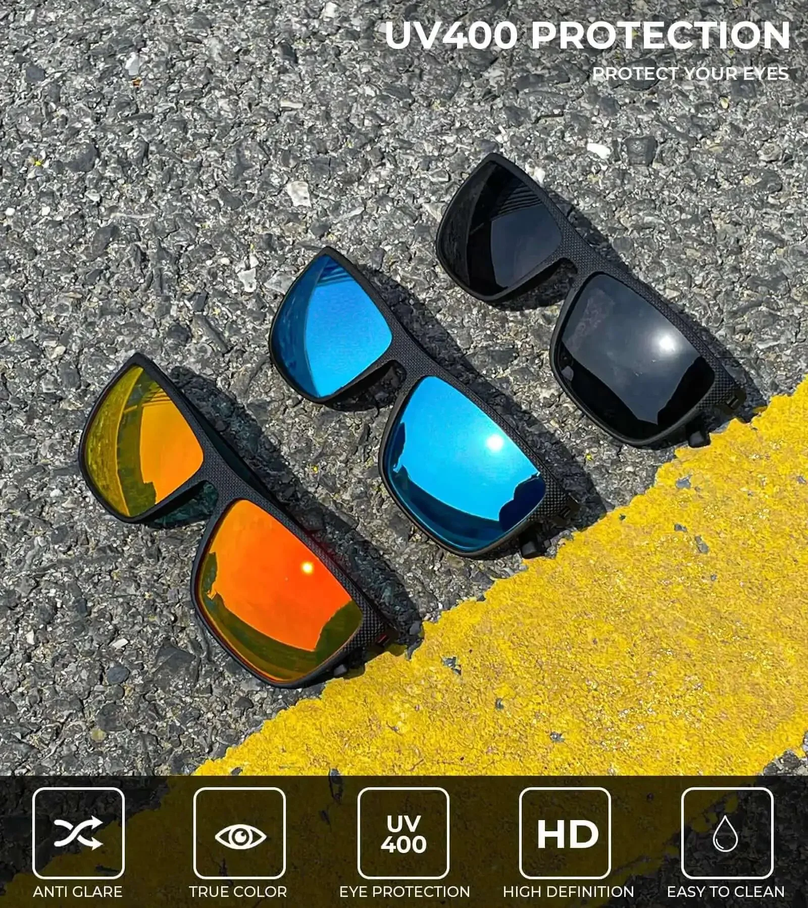 Polarized Sunglasses For Men With UV400 Protection, Lightweight And Durable, Built For Driving, Fishing, And Golf, Clear Vision All Day Comfort In Black Ice Blue Or Red - Image 5