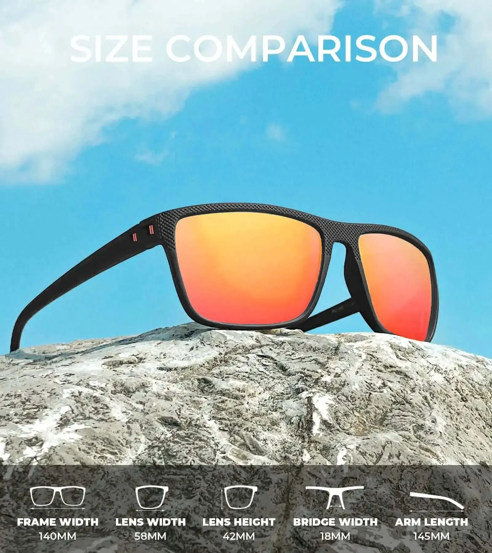 Polarized Sunglasses For Men With UV400 Protection, Lightweight And Durable, Built For Driving, Fishing, And Golf, Clear Vision All Day Comfort In Black Ice Blue Or Red - Image 7