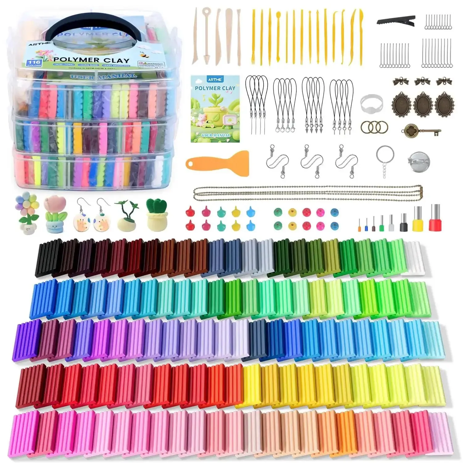 Polymer Clay Kit With 116 Colors For Oven Bake Modeling, Creative Fun Craft Kit For Kids And Teens With Sculpting Tools And Jewelry Accessories, Non Toxic, Ideal DIY Gift For Adults Sparks Imagination And Skill Building