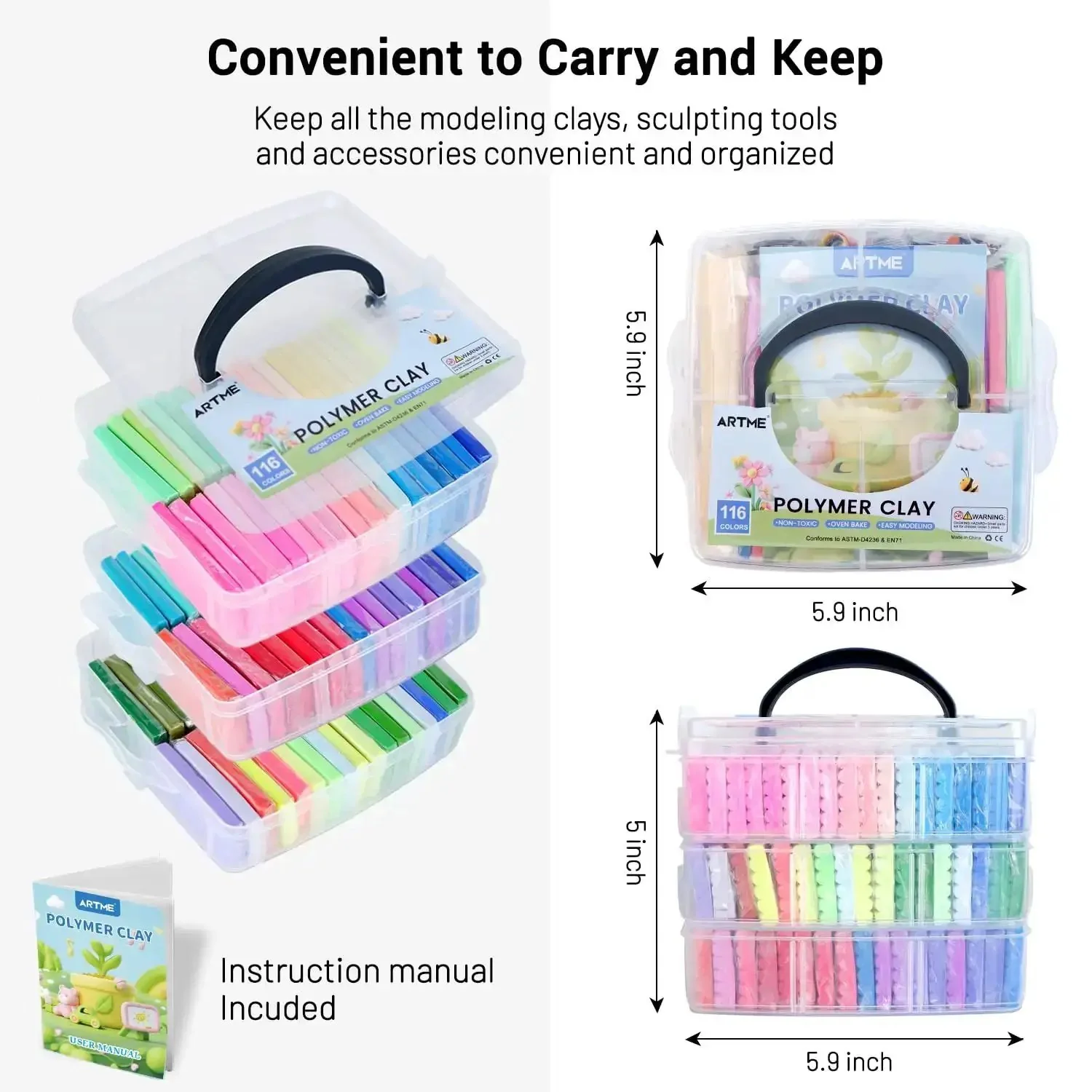 Polymer Clay Kit With 116 Colors For Oven Bake Modeling, Creative Fun Craft Kit For Kids And Teens With Sculpting Tools And Jewelry Accessories, Non Toxic, Ideal DIY Gift For Adults Sparks Imagination And Skill Building - Image 5