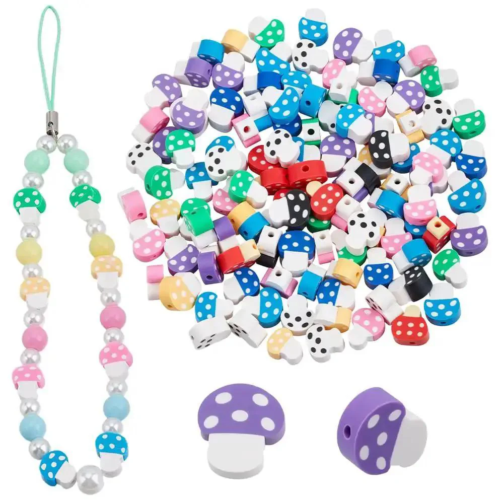 Polymer Clay Mushroom Beads Kit With 400 Mixed Color Beads, Handmade Mushroom Shapes, Vegetable Theme Spacer Charms, Loose Beads Bulk For Jewelry Making, Bracelets And DIY Crafts, Includes Storage Box - Image 2