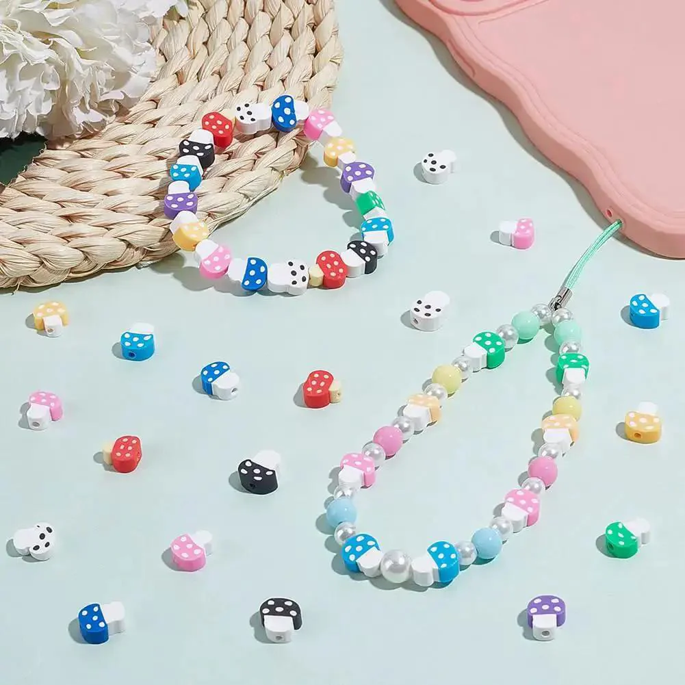 Polymer Clay Mushroom Beads Kit With 400 Mixed Color Beads, Handmade Mushroom Shapes, Vegetable Theme Spacer Charms, Loose Beads Bulk For Jewelry Making, Bracelets And DIY Crafts, Includes Storage Box - Image 5
