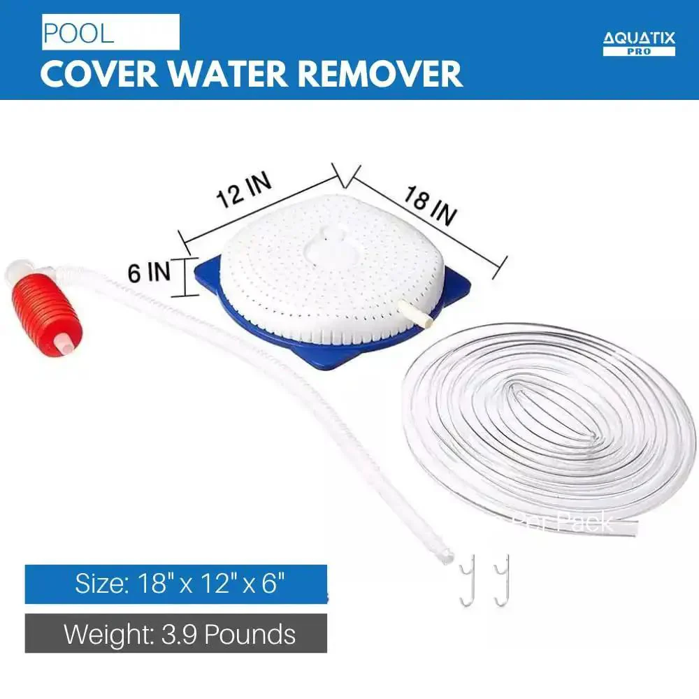 Pool Cover Drainer Kit For Above Ground Pools Premium Siphon With 16 Feet Hose And Pump Quick And Easy Water Drainage For All Coverings One Year Warranty - Image 2