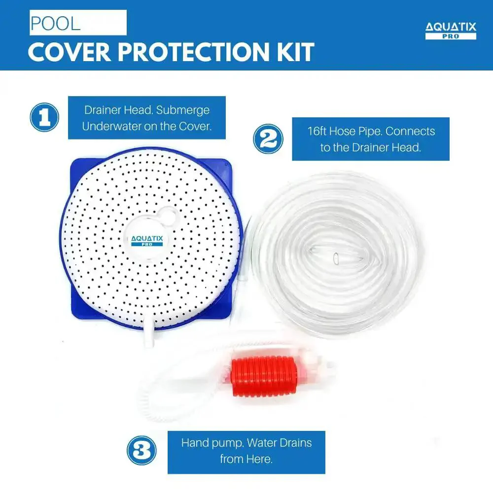 Pool Cover Drainer Kit For Above Ground Pools Premium Siphon With 16 Feet Hose And Pump Quick And Easy Water Drainage For All Coverings One Year Warranty - Image 5