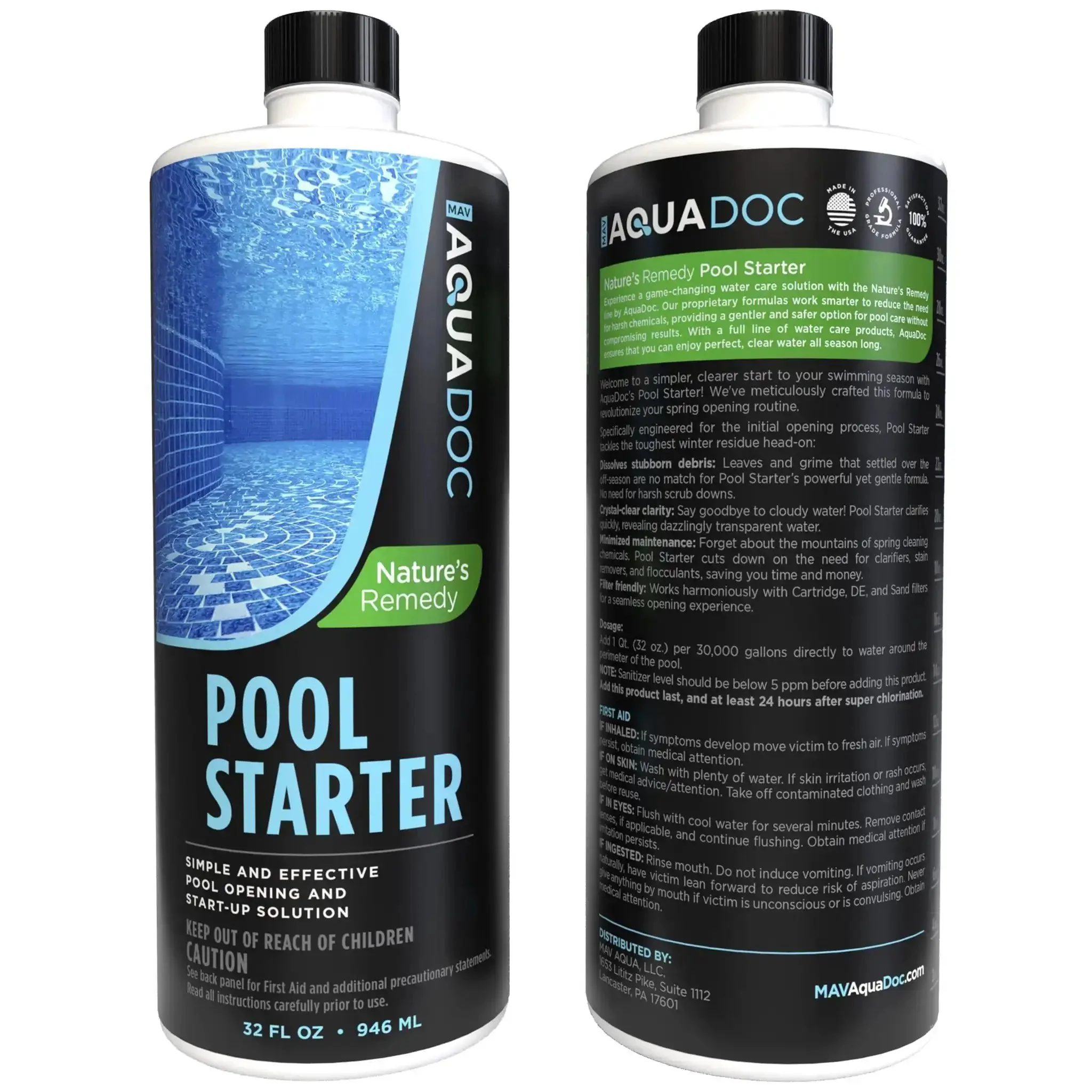 Pool Opening Starter Kit With Enzyme For Above Ground And Inground Pools, 32oz Treats Up To 30,000 Gallons, Easy Peasy Start Up For Spring, USA Made Pool Chemicals For Quick Debris Cleanup And Crystal Clear Water - Image 2