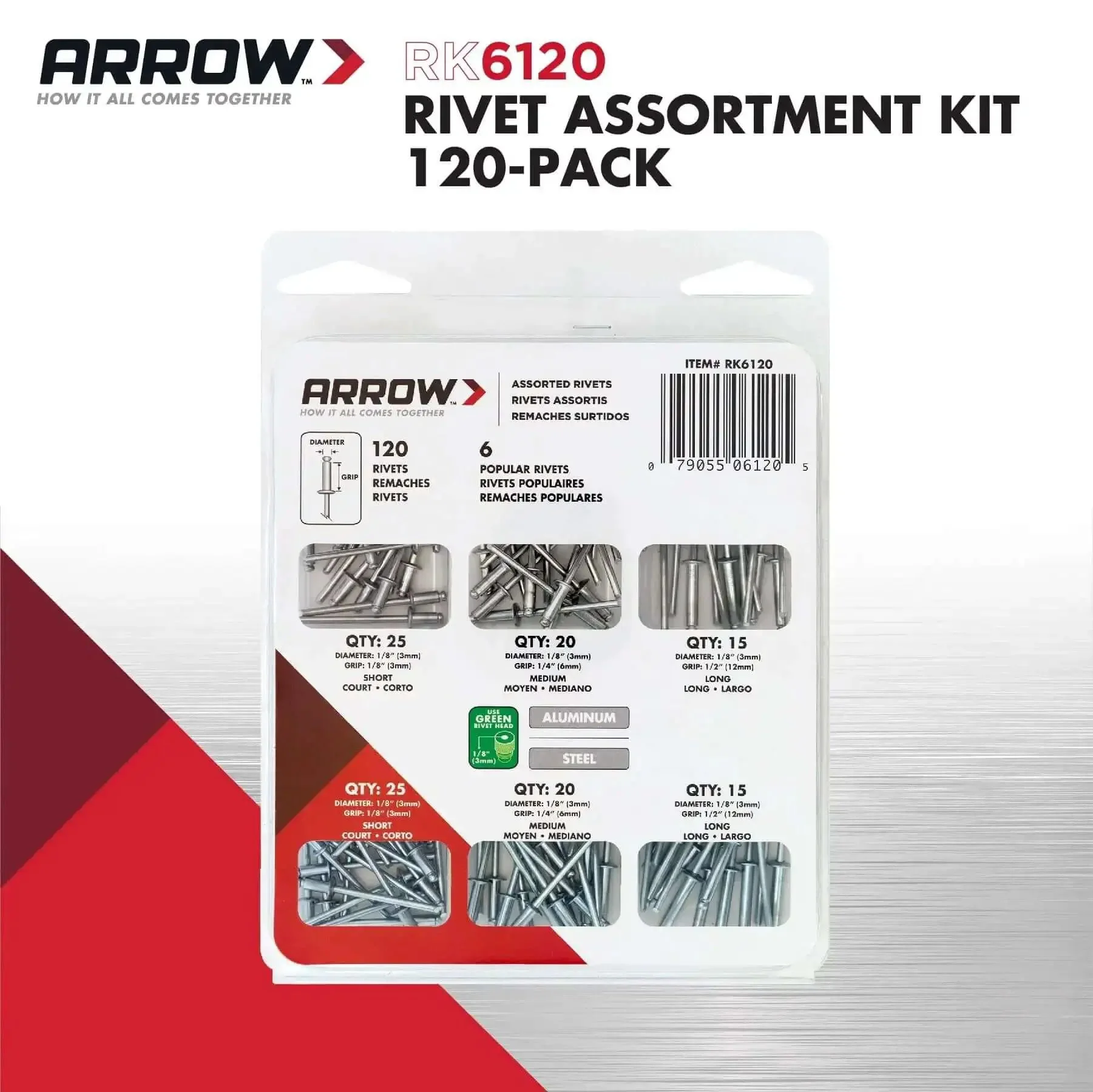 Pop Rivet Assortment Kit For Metal Fabric Leather And Auto Repair One Eighth Inch Rivets Aluminum And Steel 120 Pack Great For DIY Projects And Auto Repairs - Image 8
