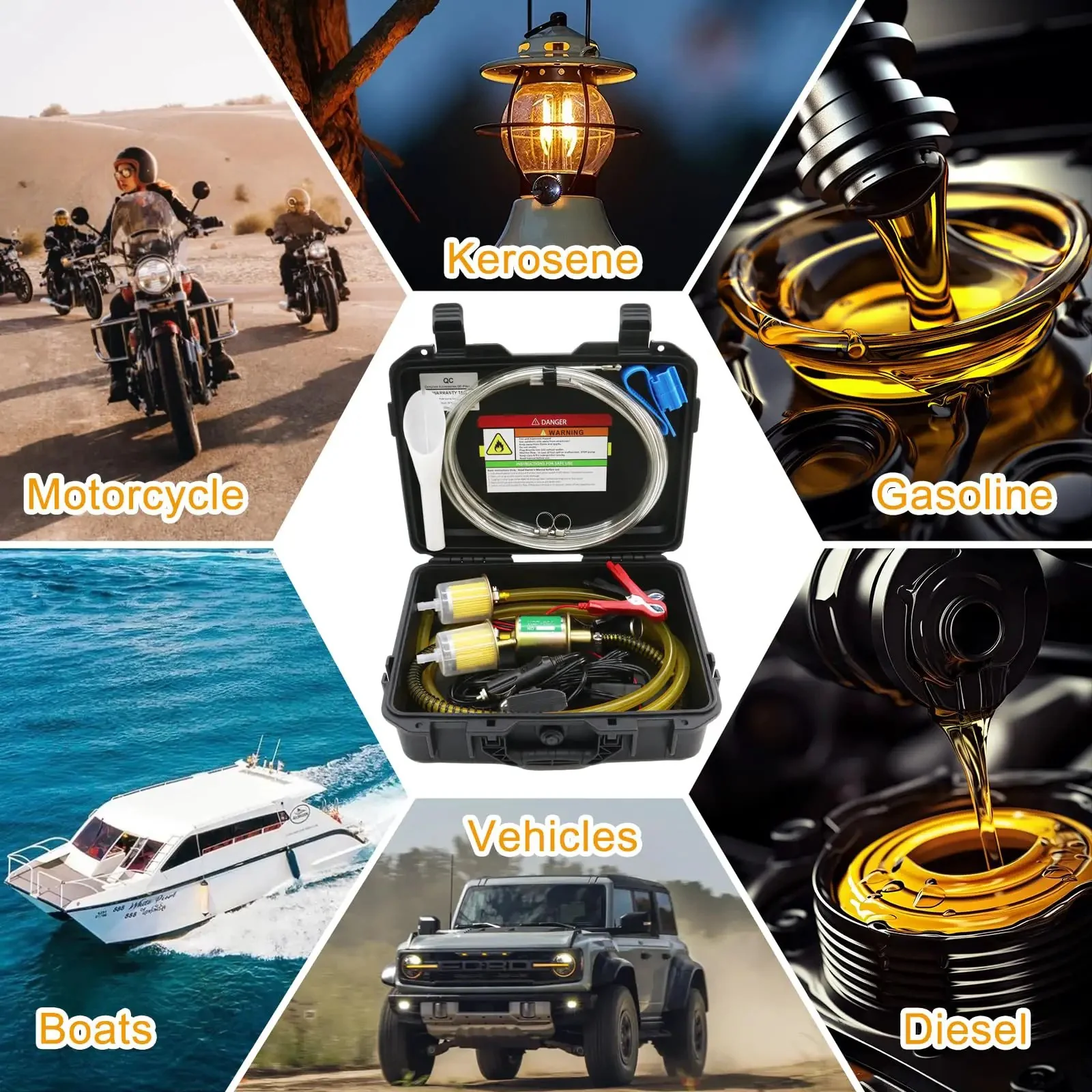 Portable 12V Fuel Transfer Pump Kit With 30 GPH Flow For Cars Boats And Heavy Equipment, Dual Power Cords, Flexible Fuel Line, Pulley Head Design For Easy Tank Access, Carrying Case, Ready To Go For Quick Gasoline Transfers And Refueling - Image 2