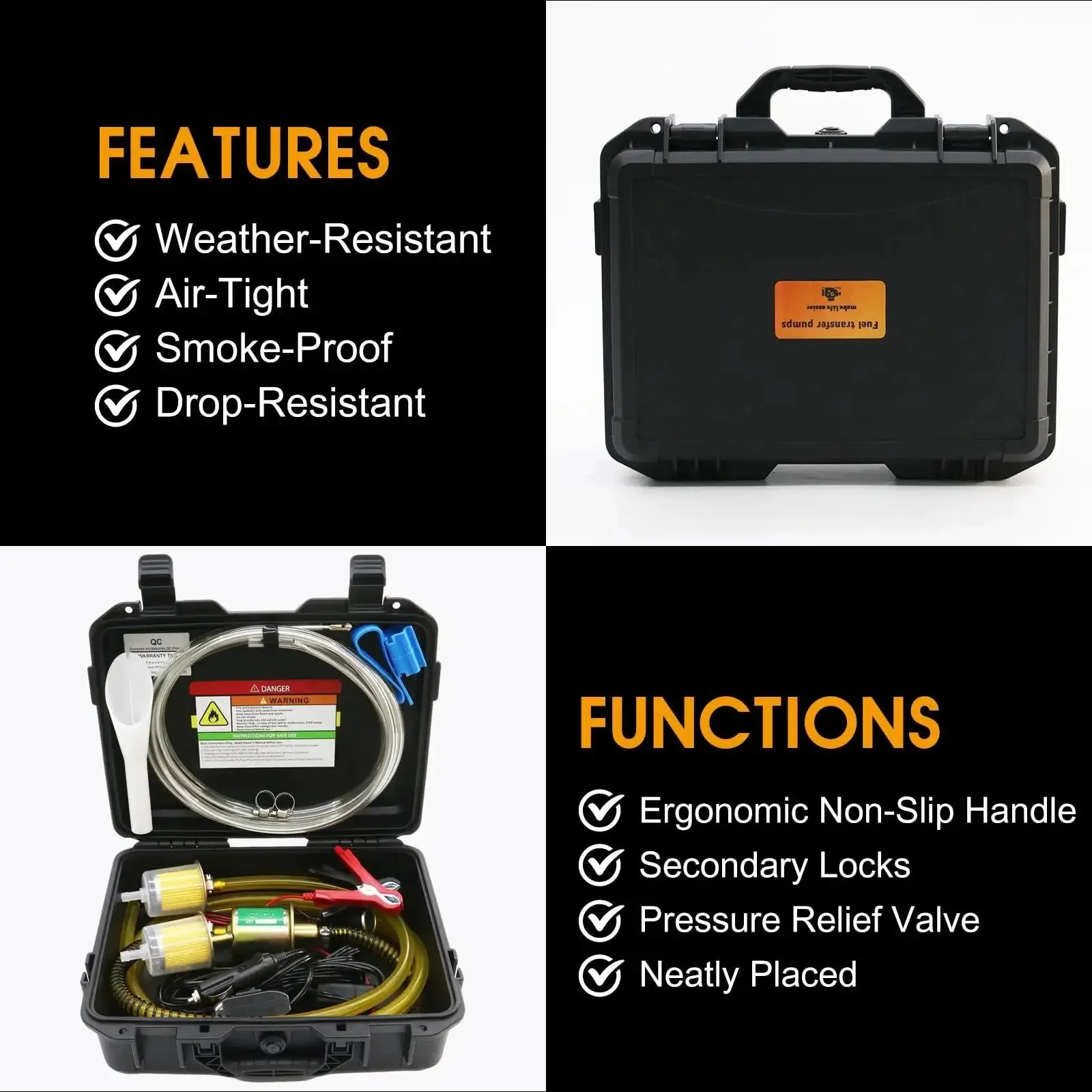 Portable 12V Fuel Transfer Pump Kit With 30 GPH Flow For Cars Boats And Heavy Equipment, Dual Power Cords, Flexible Fuel Line, Pulley Head Design For Easy Tank Access, Carrying Case, Ready To Go For Quick Gasoline Transfers And Refueling - Image 4