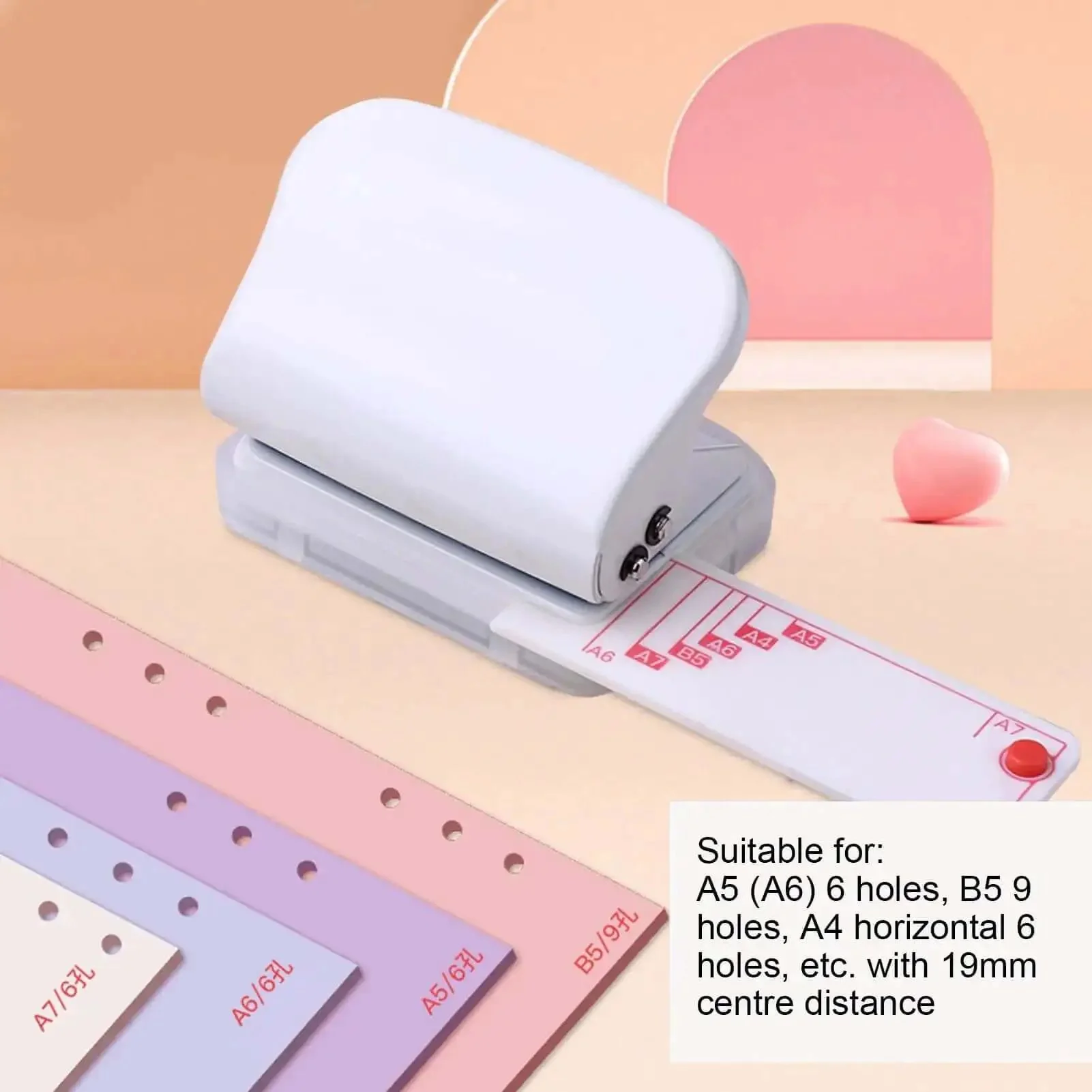 Portable 3 Hole Punch For Scrapbooks And Crafts, Gray Handheld Paper Punch, 5 Sheet Capacity, Adjustable Hole Pattern With Integrated Ruler And Side Positioning Posts, Ideal For DIY Crafting, Office And Studio Projects - Image 6