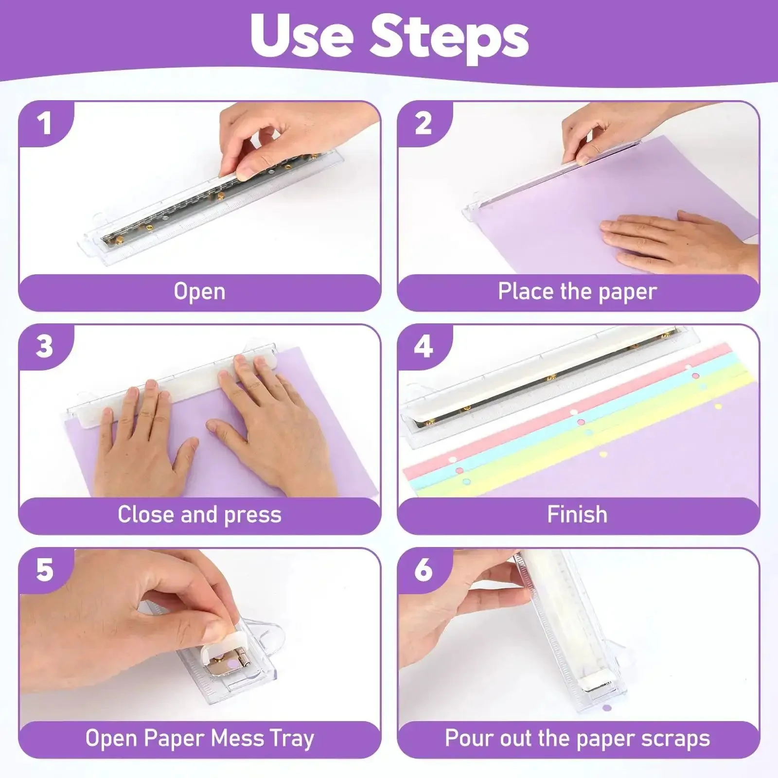 Portable 3 Hole Puncher With Built In 10 Inch Ruler For Binders 5 Sheet Capacity Three Ring Paper Punch School And Office Tool With Paper Guide And Easy To Use Design - Image 2