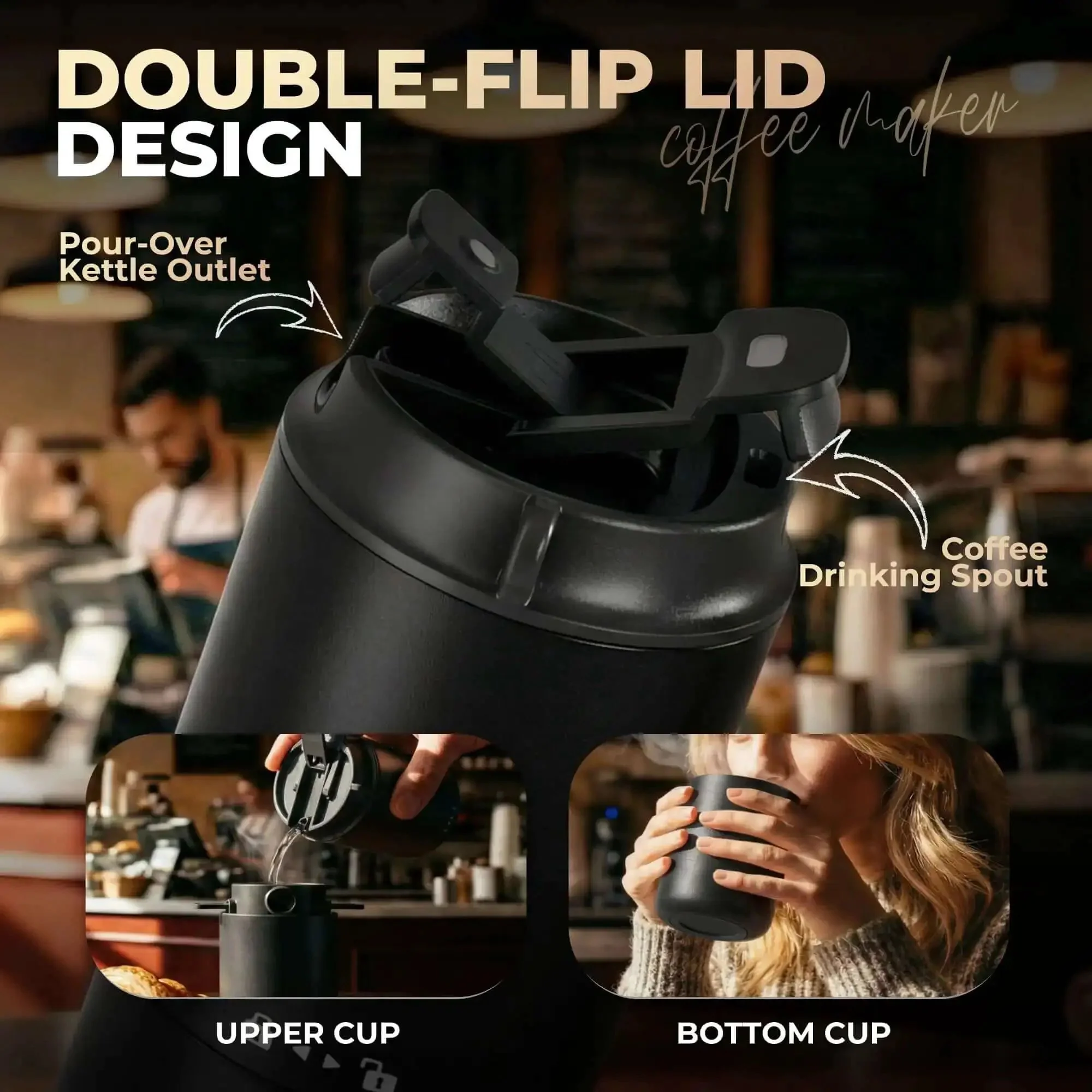 Portable All-In-One Coffee Maker With Built-In Battery And Grinder, Cordless Travel Brew System For Camping Or Car Trips, Grab-And-Go Pour-Over Style, Insulated Mug Included, Grinds And Brews Up To 15 Cups Per Charge - Image 8