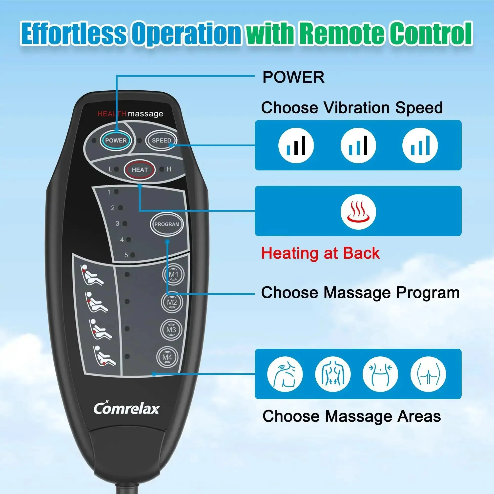 Portable Back Massager With Heat And Vibration For Deep Tissue Pain Relief In Shoulders, Back, Lower Back And Thighs, Office Chair Massage Pad, Dope Gift For Men And Women - Image 3