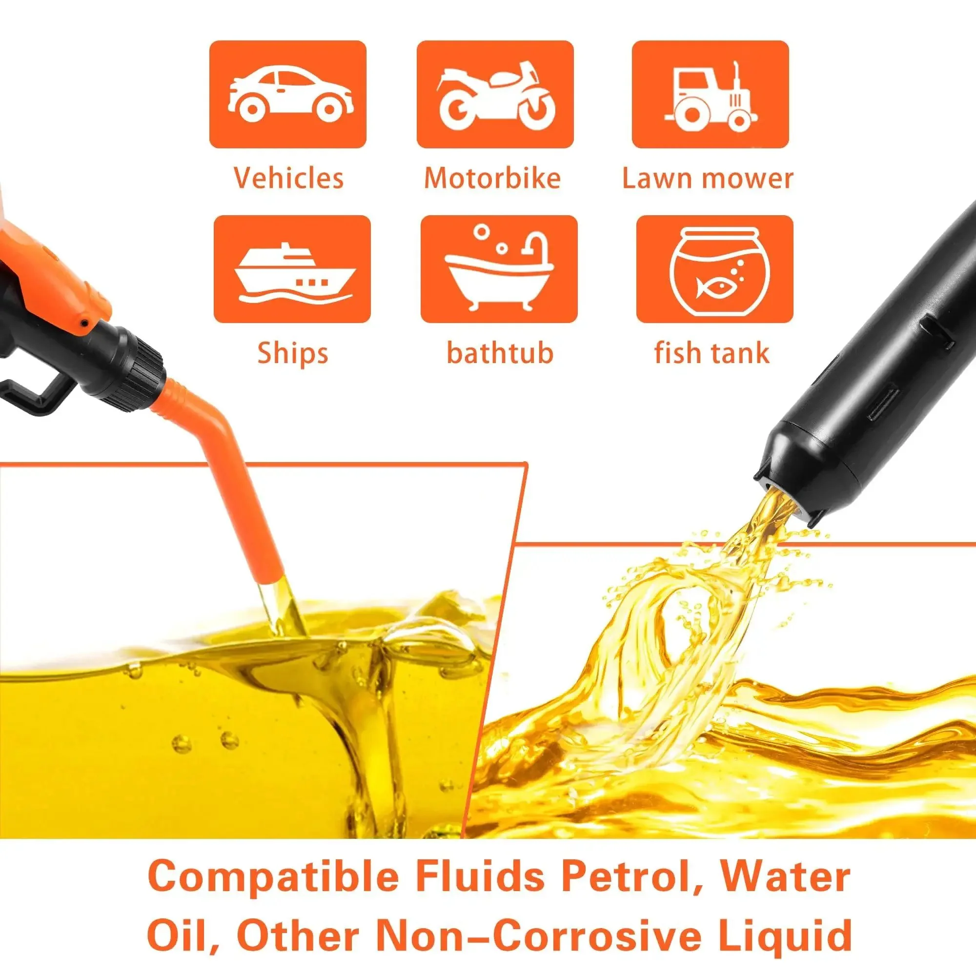 Portable Battery Powered Fuel Transfer Pump, 3.2 GPM Hand Pump For Vehicles Boats Lawn Equipment, Emergency Home Use, Universal Fit For Gasoline, No Assembly, Ready To Use Right Out Of The Box - Image 7