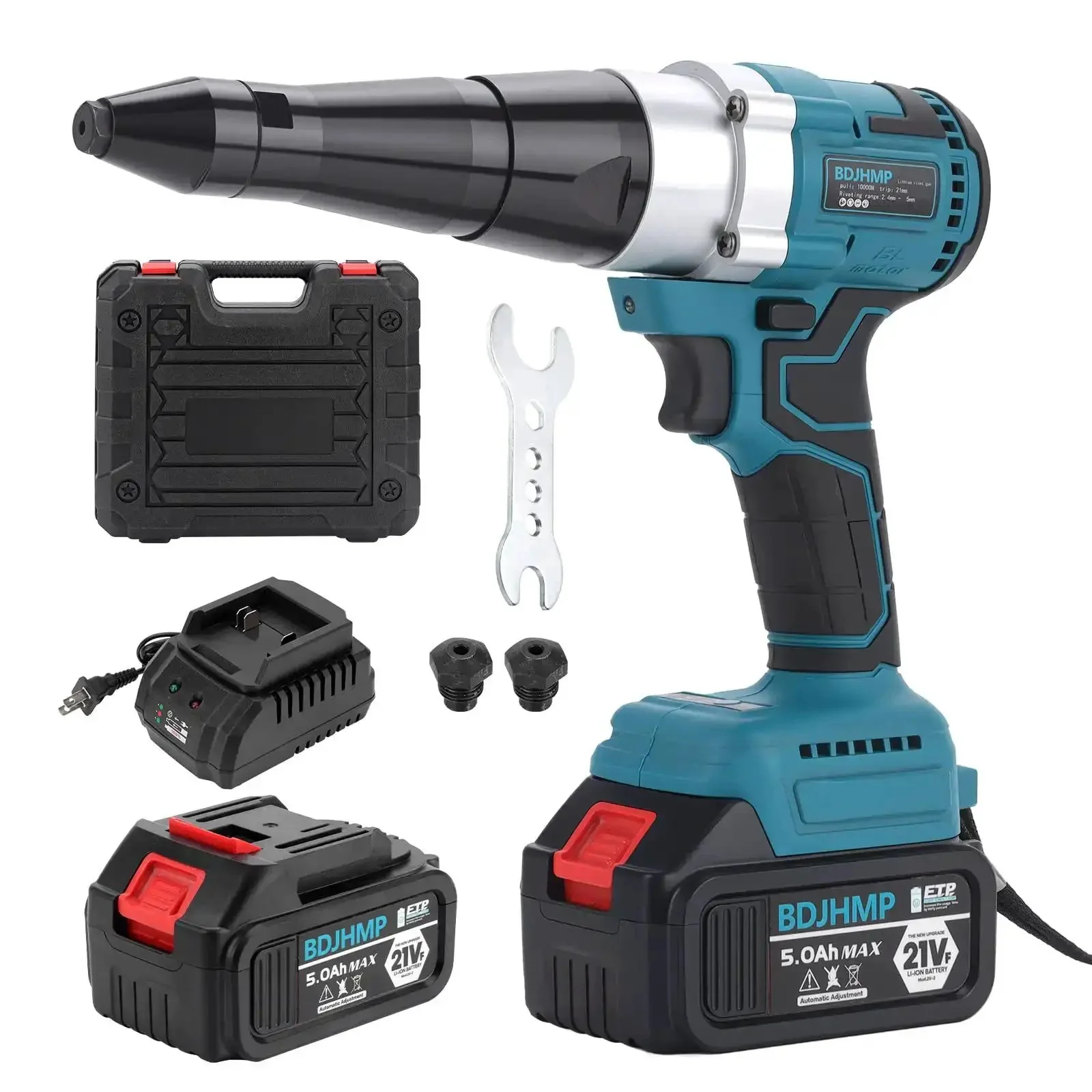 Portable Cordless Brushless Rivet Gun With Automatic Operation, Heavy Duty Electric Riveter Kit Delivers 2248 Lbf For 1/8 5/32 3/16 Rivets, Includes Two 5.0Ah Batteries And Makita 18V Battery Compatibility