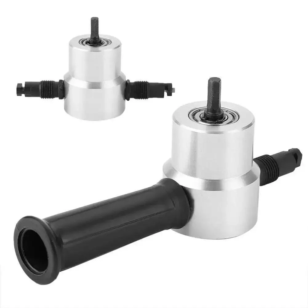 Portable Double Head Electric Drill Attachment Nibbler Cutter For Stainless Steel Iron Aluminum Copper Sheets With Adjustable Cut Depth Compact Metal Cutting Tool For DIY Auto Repairs And Workshop Projects - Image 5