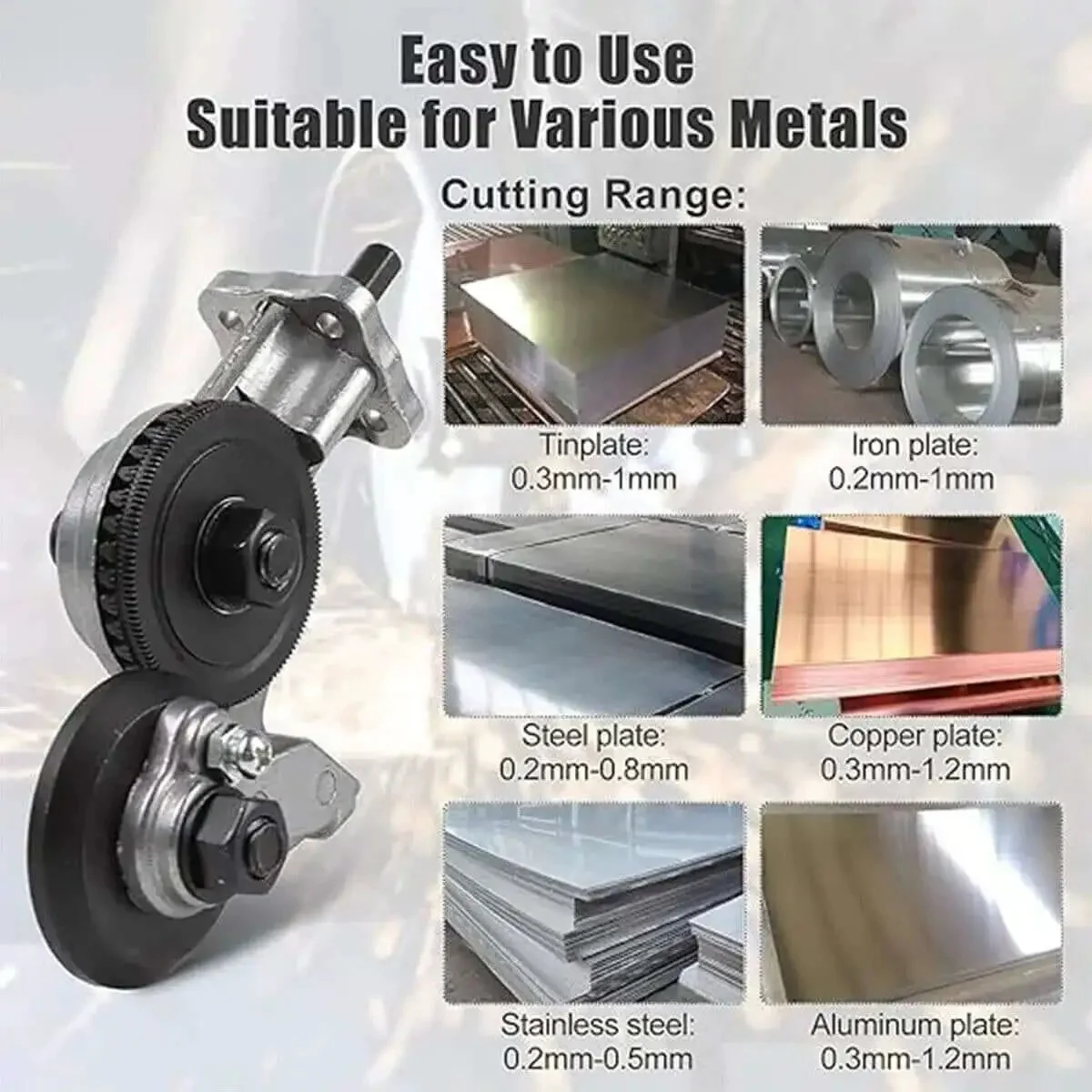 Portable Drill Powered Metal Cutter Attachment For Drills Plate And Sheet Metal Nibbler Double Headed Power Shears Converts Your Drill Into Badass Fast Cutting Electric Shears For Iron Steel And Aluminum Plates - Image 2