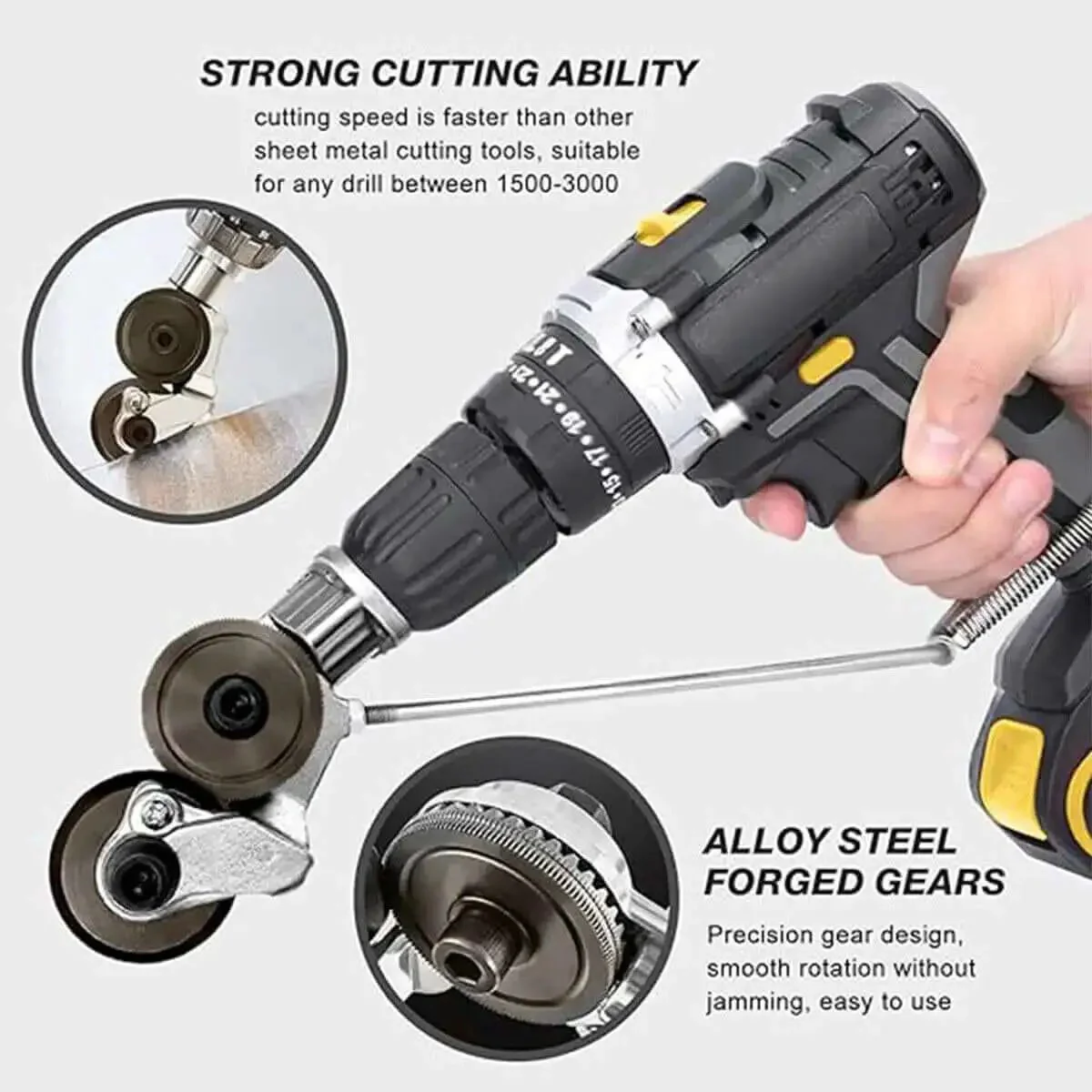 Portable Drill Powered Metal Cutter Attachment For Drills Plate And Sheet Metal Nibbler Double Headed Power Shears Converts Your Drill Into Badass Fast Cutting Electric Shears For Iron Steel And Aluminum Plates - Image 4