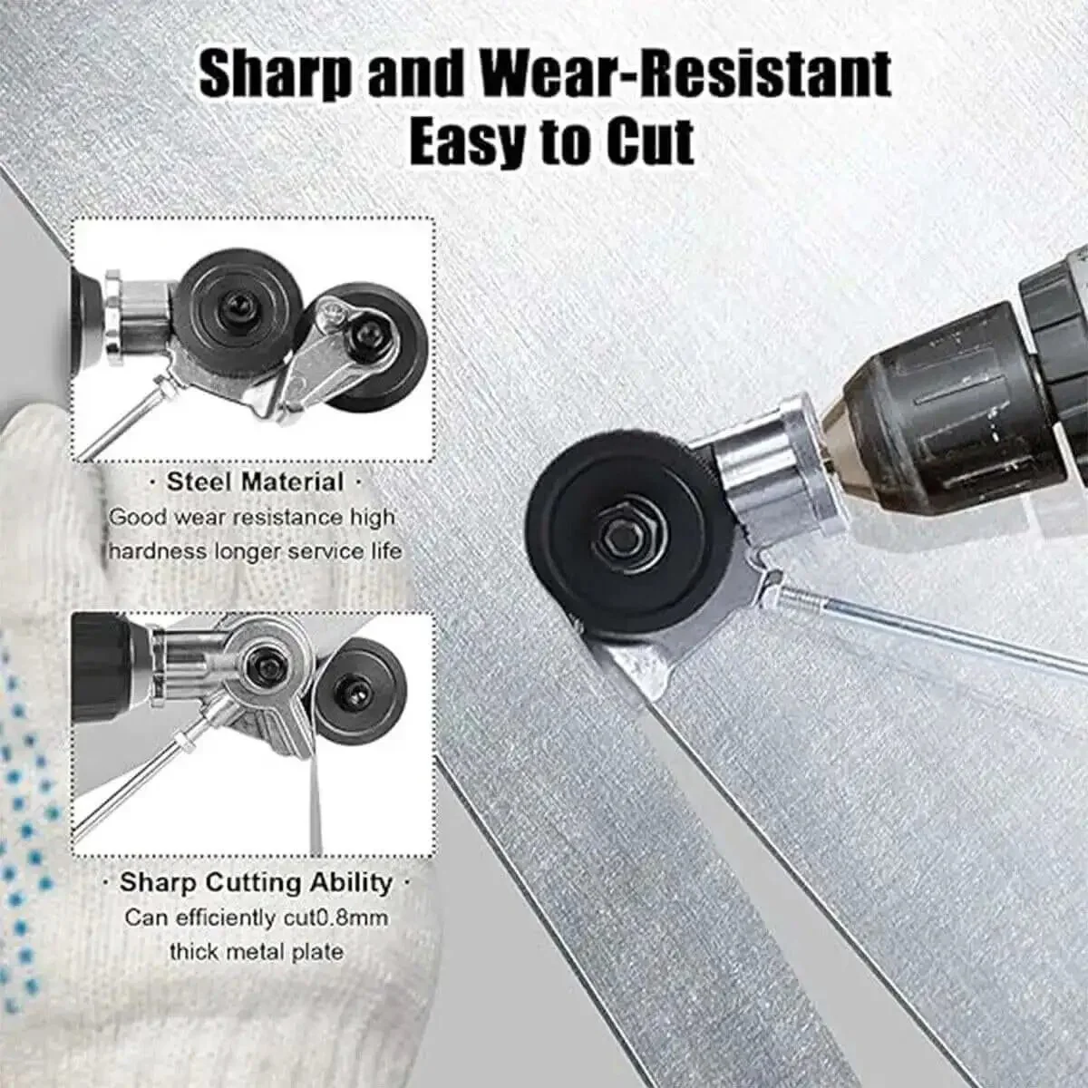 Portable Drill Powered Metal Cutter Attachment For Drills Plate And Sheet Metal Nibbler Double Headed Power Shears Converts Your Drill Into Badass Fast Cutting Electric Shears For Iron Steel And Aluminum Plates - Image 8