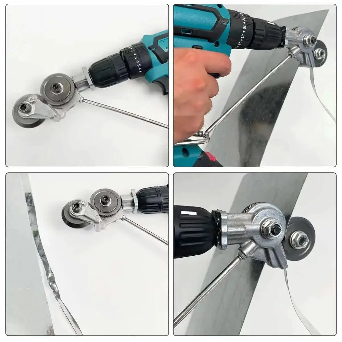Portable Drill Powered Metal Cutter Attachment For Drills Plate And Sheet Metal Nibbler Double Headed Power Shears Converts Your Drill Into Badass Fast Cutting Electric Shears For Iron Steel And Aluminum Plates - Image 9